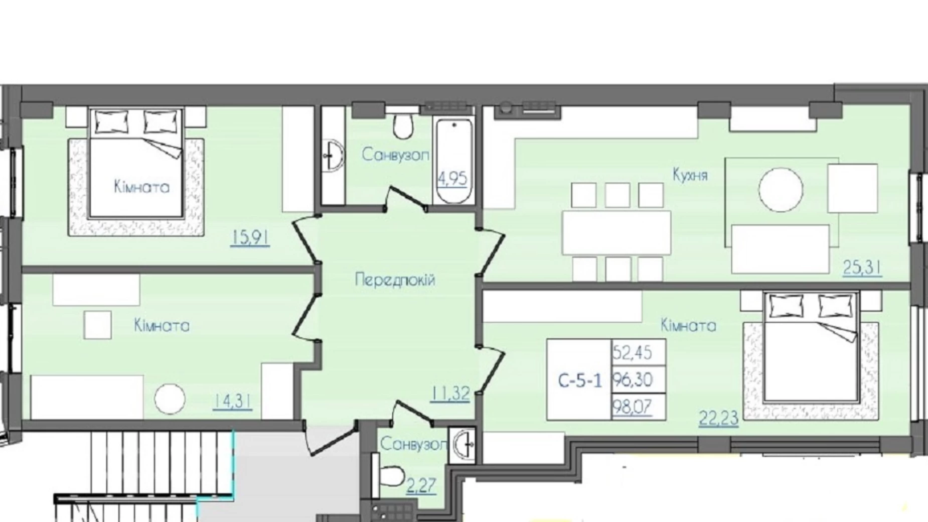 Продается 3-комнатная квартира 101.7 кв. м в Одессе, Фонтанская дор., 62К - фото 2