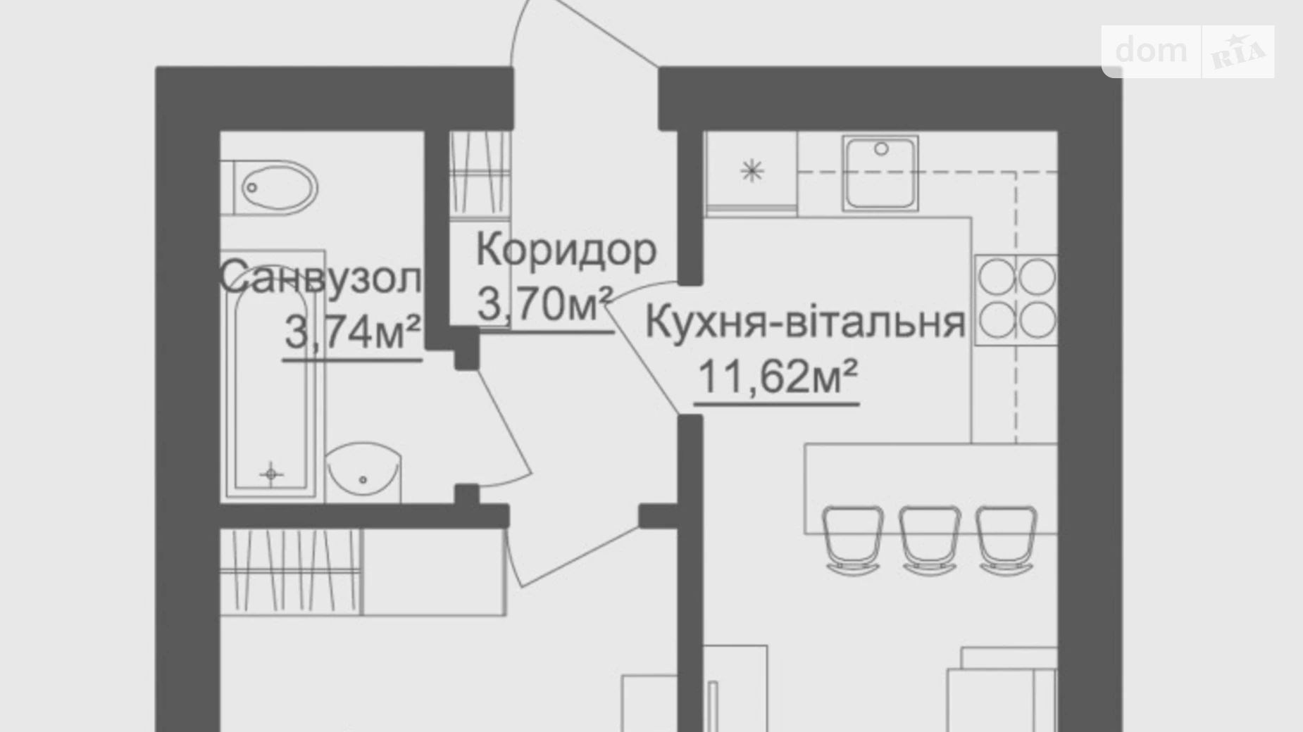 Продається 1-кімнатна квартира 31 кв. м у Гостомелі, вул. Українська, 1 - фото 3