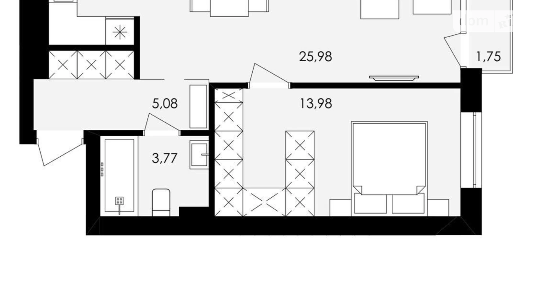 Продается 1-комнатная квартира 49 кв. м в Львове - фото 3