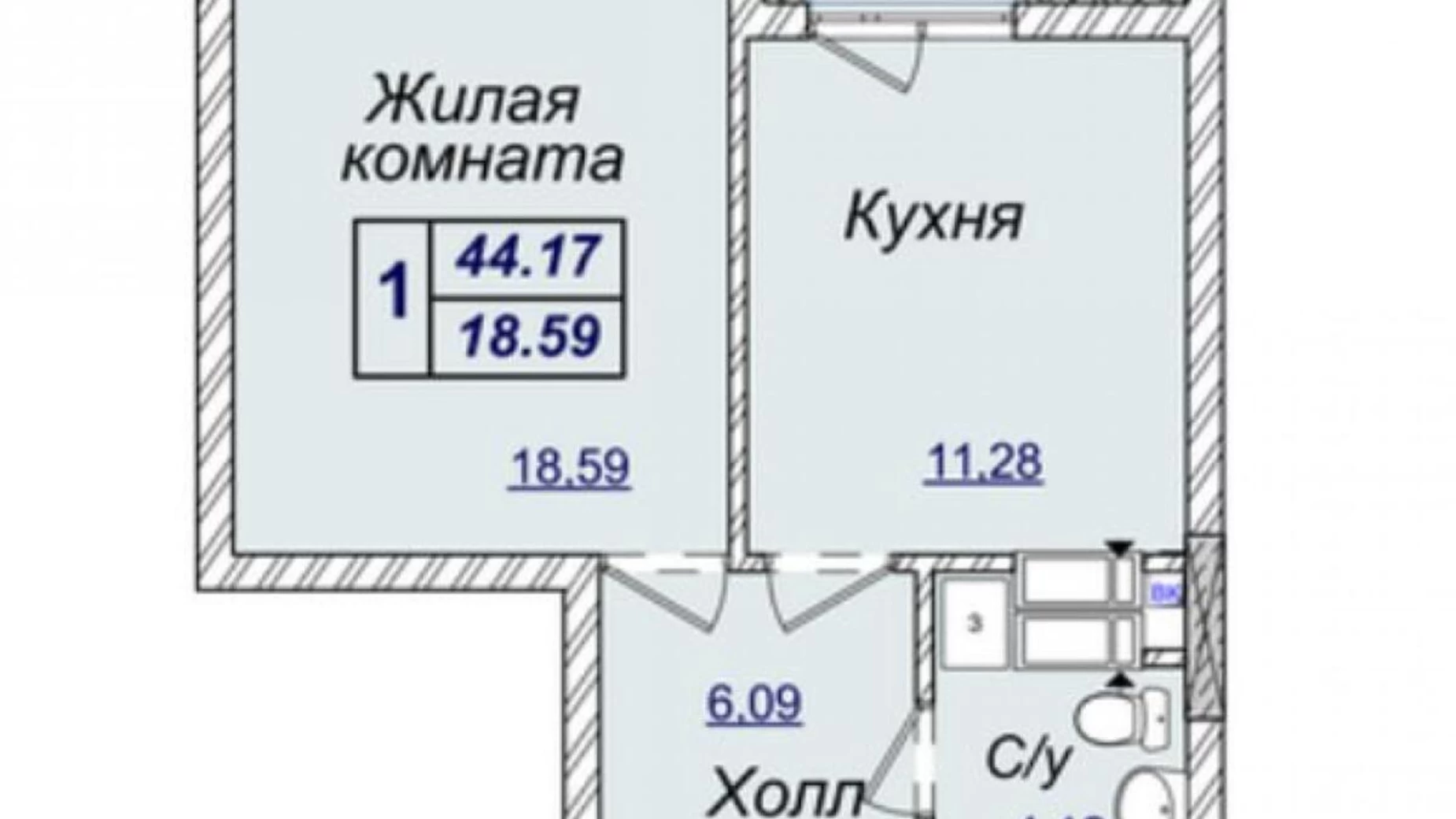 Продається 1-кімнатна квартира 44 кв. м у Києві, вул. Андрія Верхогляда(Драгомирова), 17В - фото 2