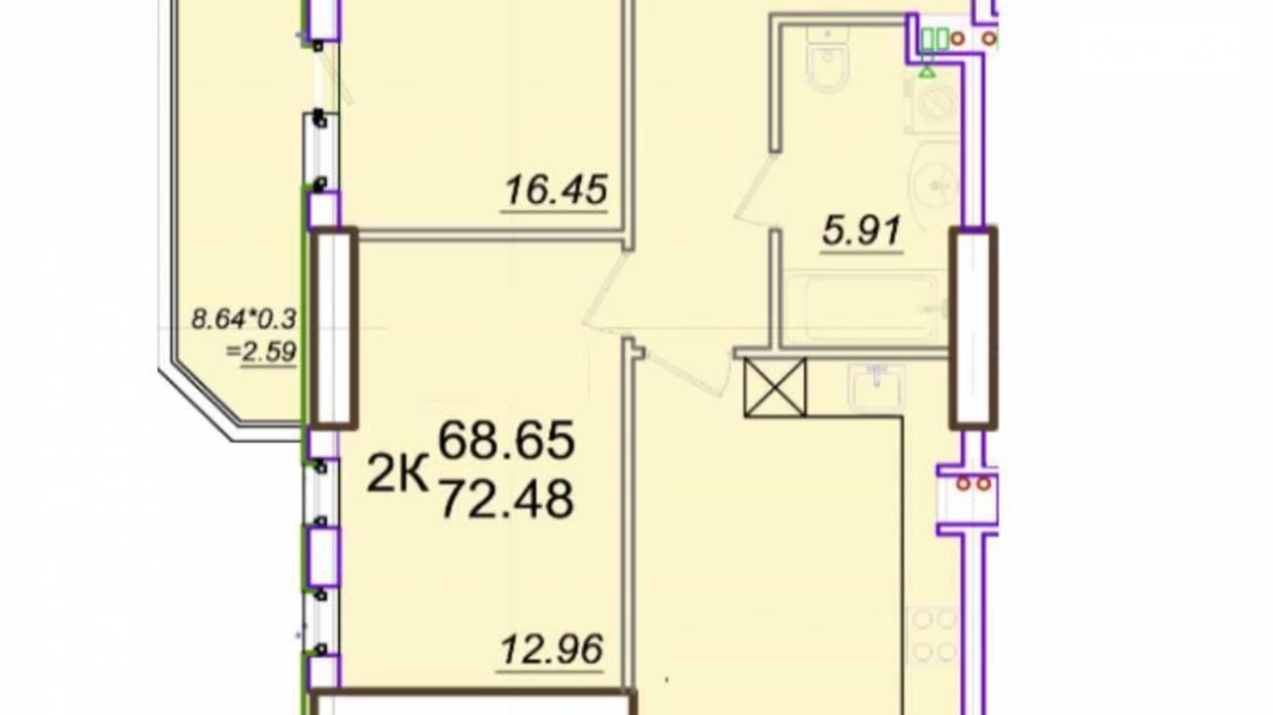 Продается 2-комнатная квартира 73 кв. м в Одессе, ул. Генуэзская - фото 3
