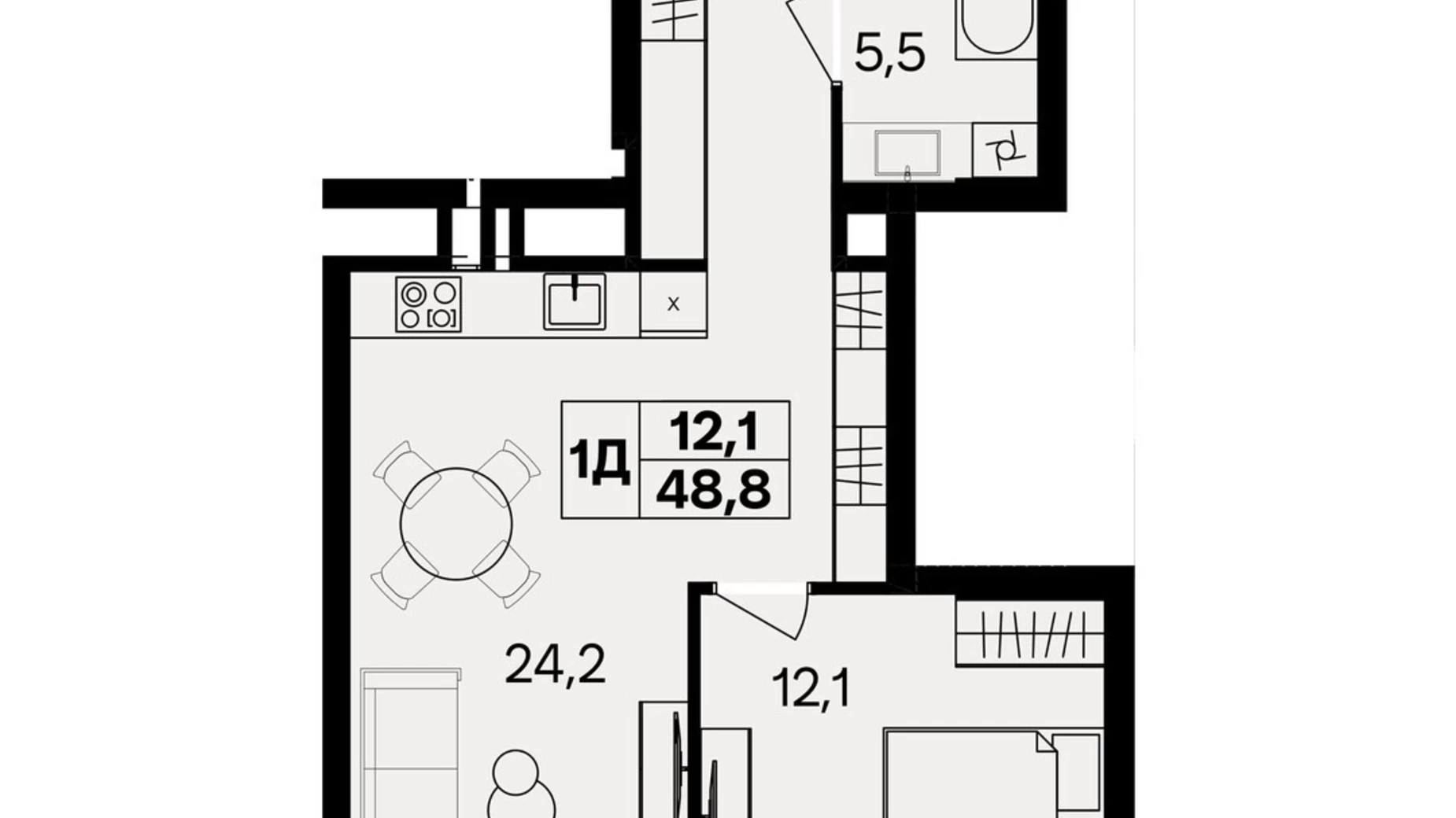 Продається 1-кімнатна квартира 48.8 кв. м у Вінниці, пров. Цегельний, 12 - фото 3