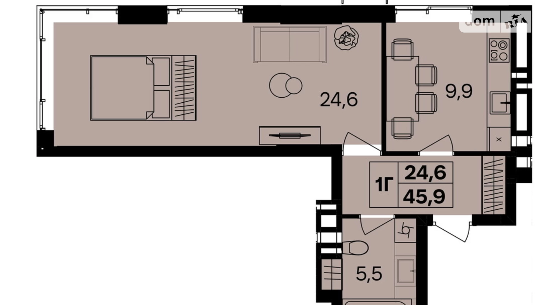 Продается 1-комнатная квартира 41.4 кв. м в Виннице - фото 5