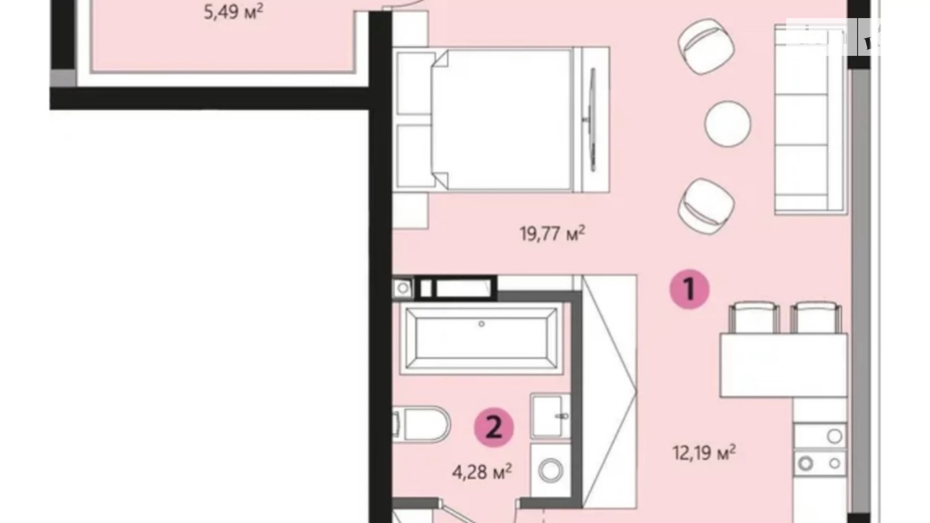 Продается 1-комнатная квартира 44 кв. м в, цена: 58000 $ - фото 5