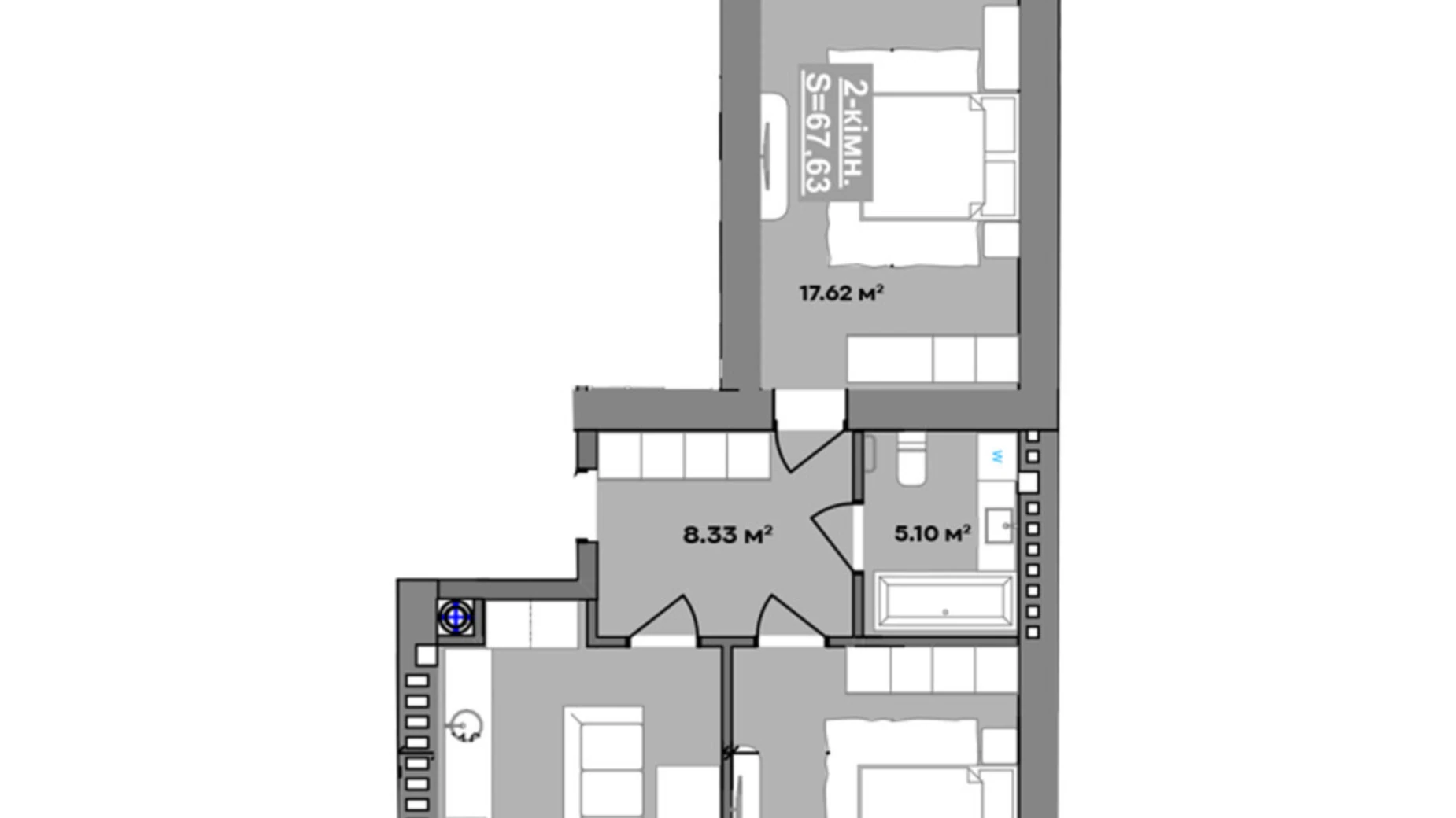 Продается 2-комнатная квартира 67.63 кв. м в Ивано-Франковске, ул. Национальной Гвардии, 14С - фото 2