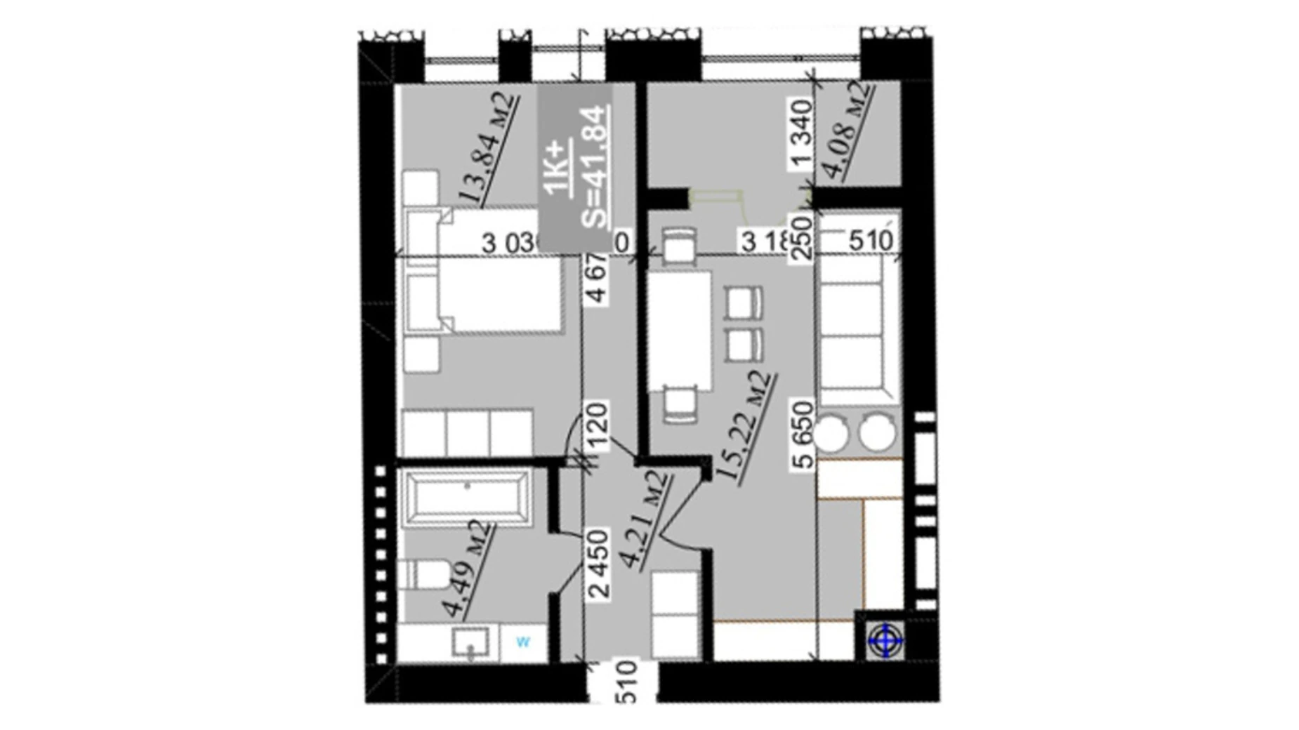 Продается 1-комнатная квартира 41.84 кв. м в Криховцах, ул. Приозерная, 2 - фото 2