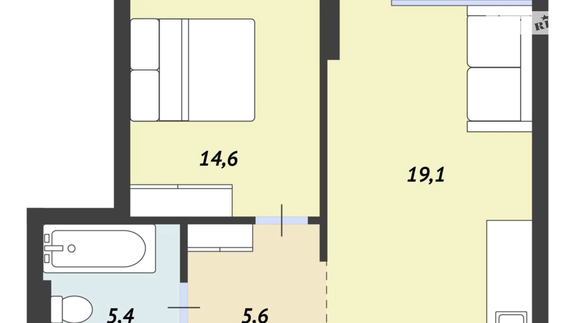 Продается 1-комнатная квартира 48.5 кв. м в Киеве, ул. Александра Олеся, 5А - фото 2