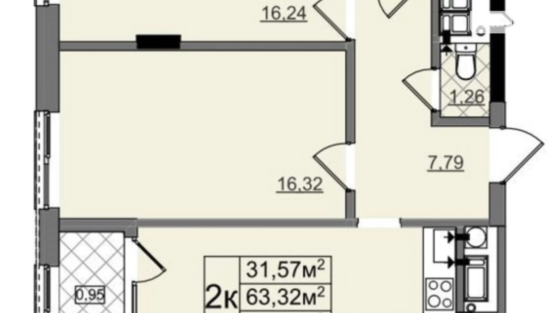 Продается 2-комнатная квартира 64.27 кв. м в Львове, ул. Владимира Великого, 50 - фото 2