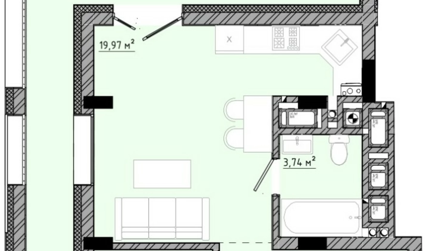 Продается 1-комнатная квартира 45.23 кв. м в Сокольниках, ул. Спортивная - фото 2