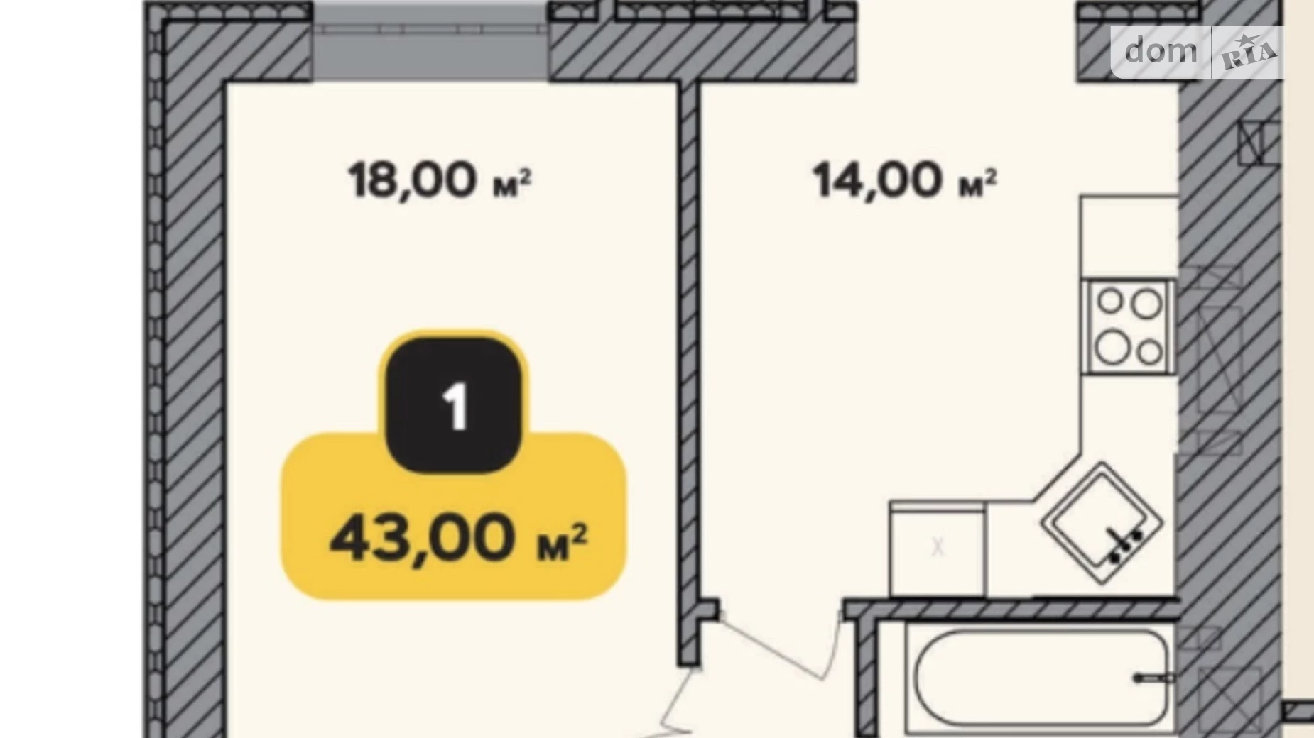 Продається 1-кімнатна квартира 45.7 кв. м у Хмельницькому, вул. Інститутська, 6/1А - фото 8
