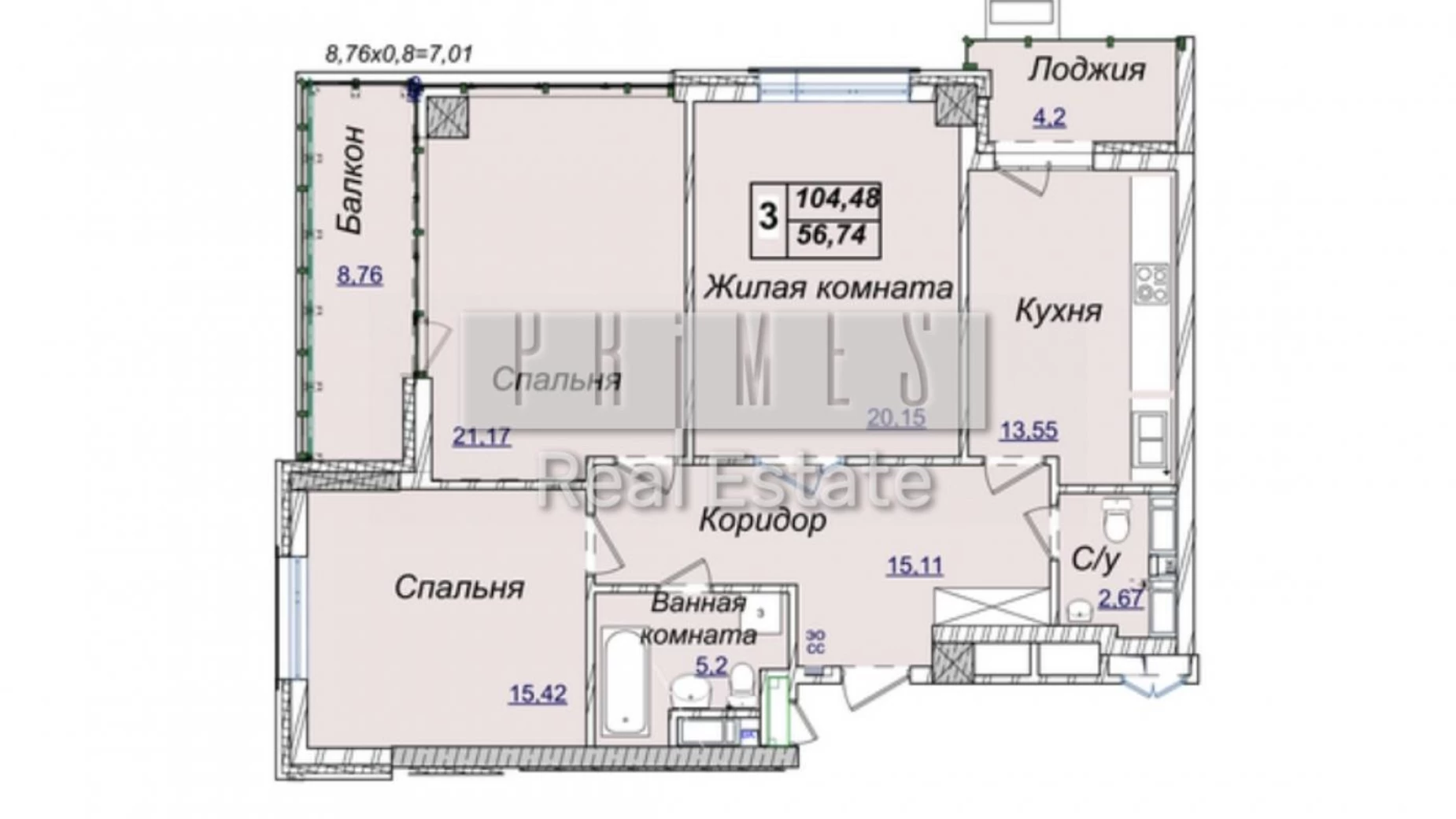 Продається 3-кімнатна квартира 104.48 кв. м у Києві, вул. Андрія Верхогляда(Драгомирова), 19Б - фото 4