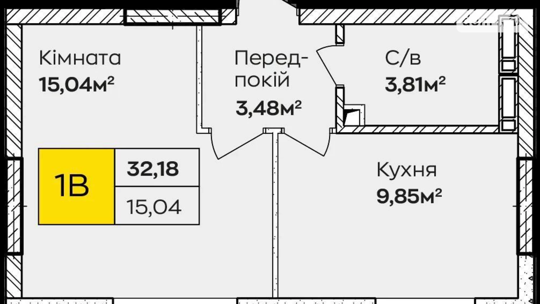 Продается 1-комнатная квартира 32.18 кв. м в Киеве, ул. Ивана Кочерги, 17А - фото 3