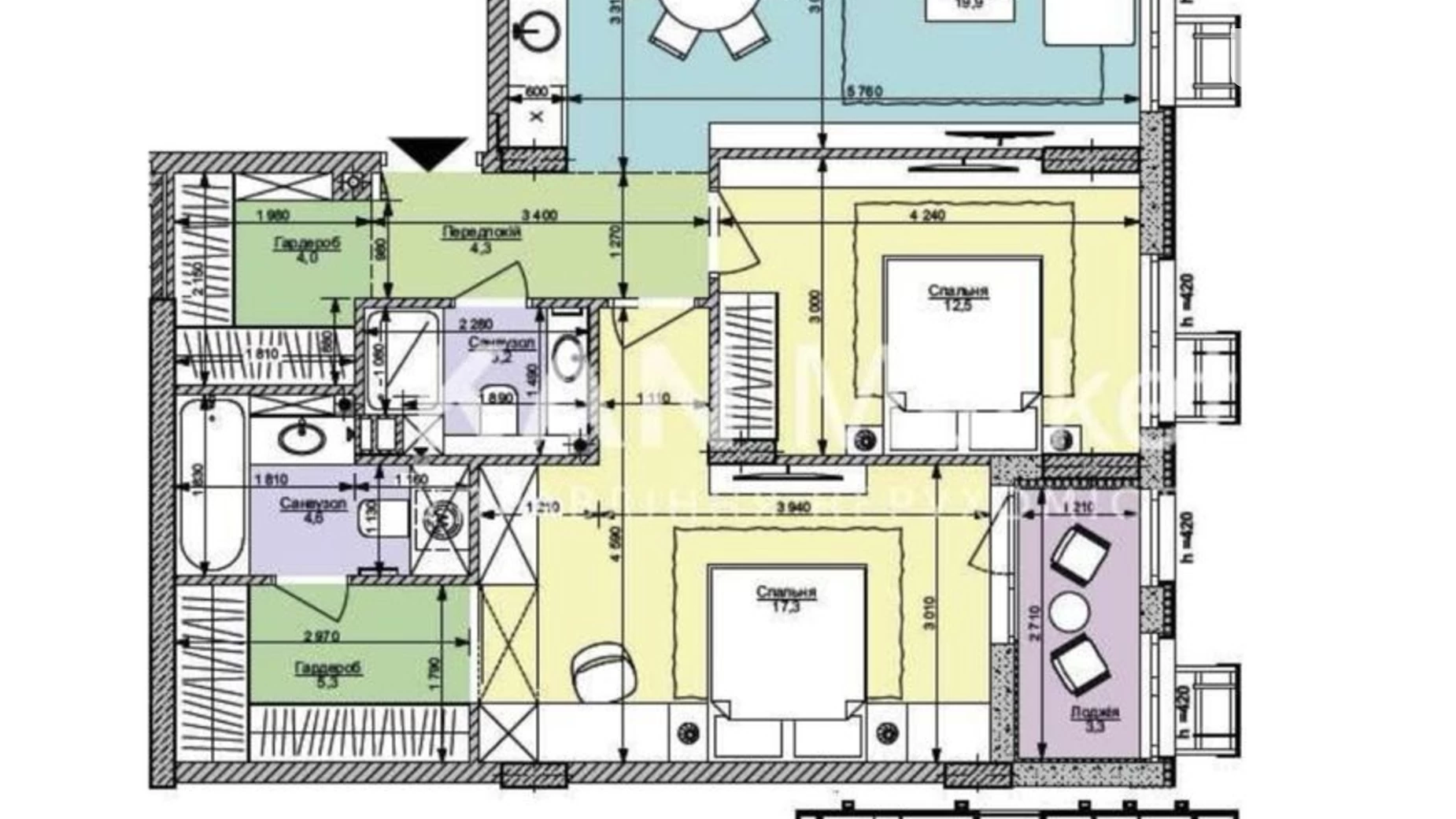 Продается 2-комнатная квартира 74.2 кв. м в Киеве, ул. Салютная, 2 - фото 5
