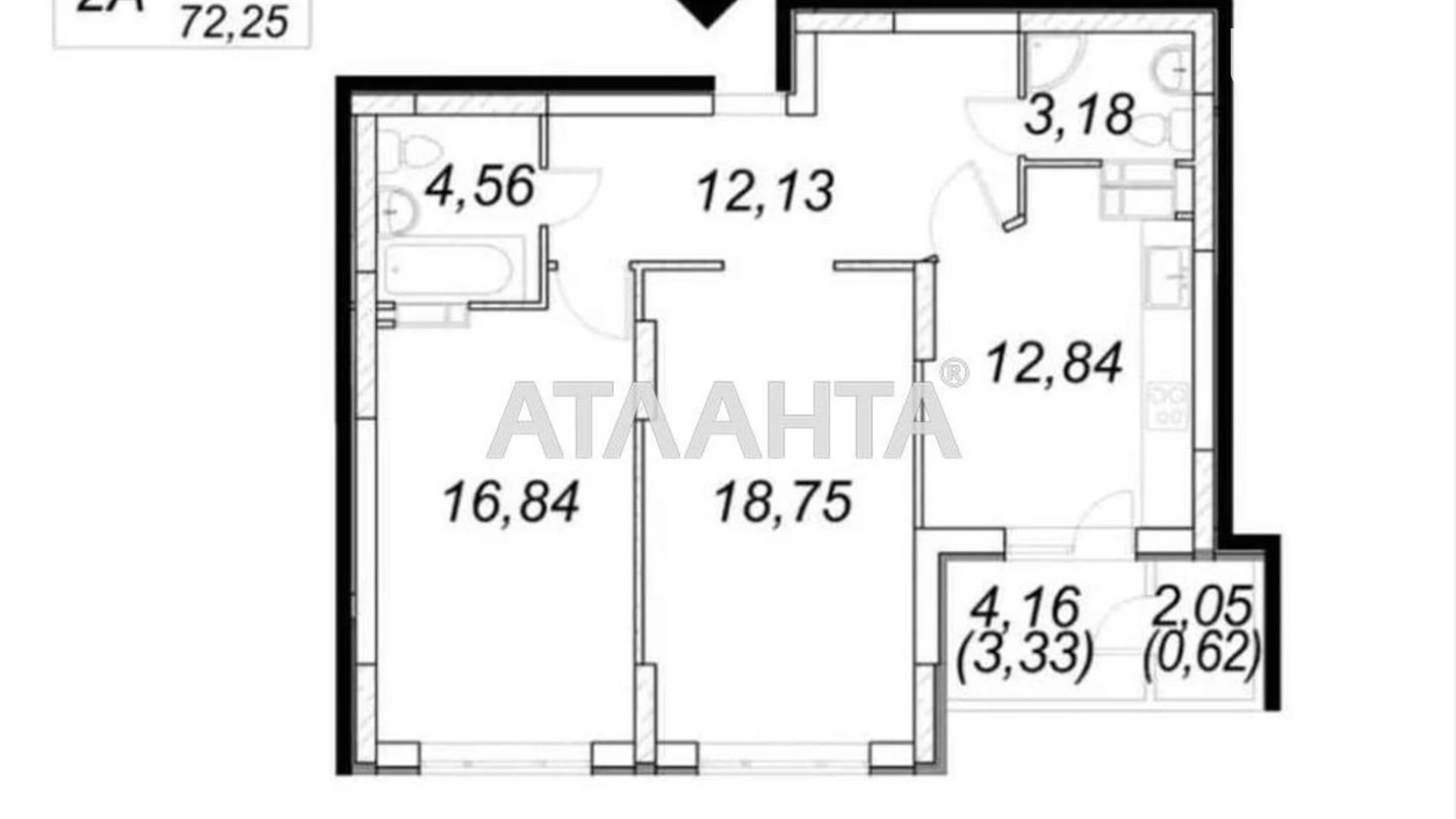 Продається 2-кімнатна квартира 72.25 кв. м у Києві, пров. Балтійський, 3А - фото 2