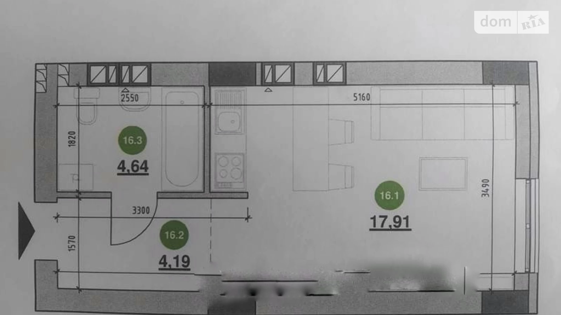 Продается 1-комнатная квартира 28 кв. м в Львове, ул. Рудненская, 1Б - фото 3