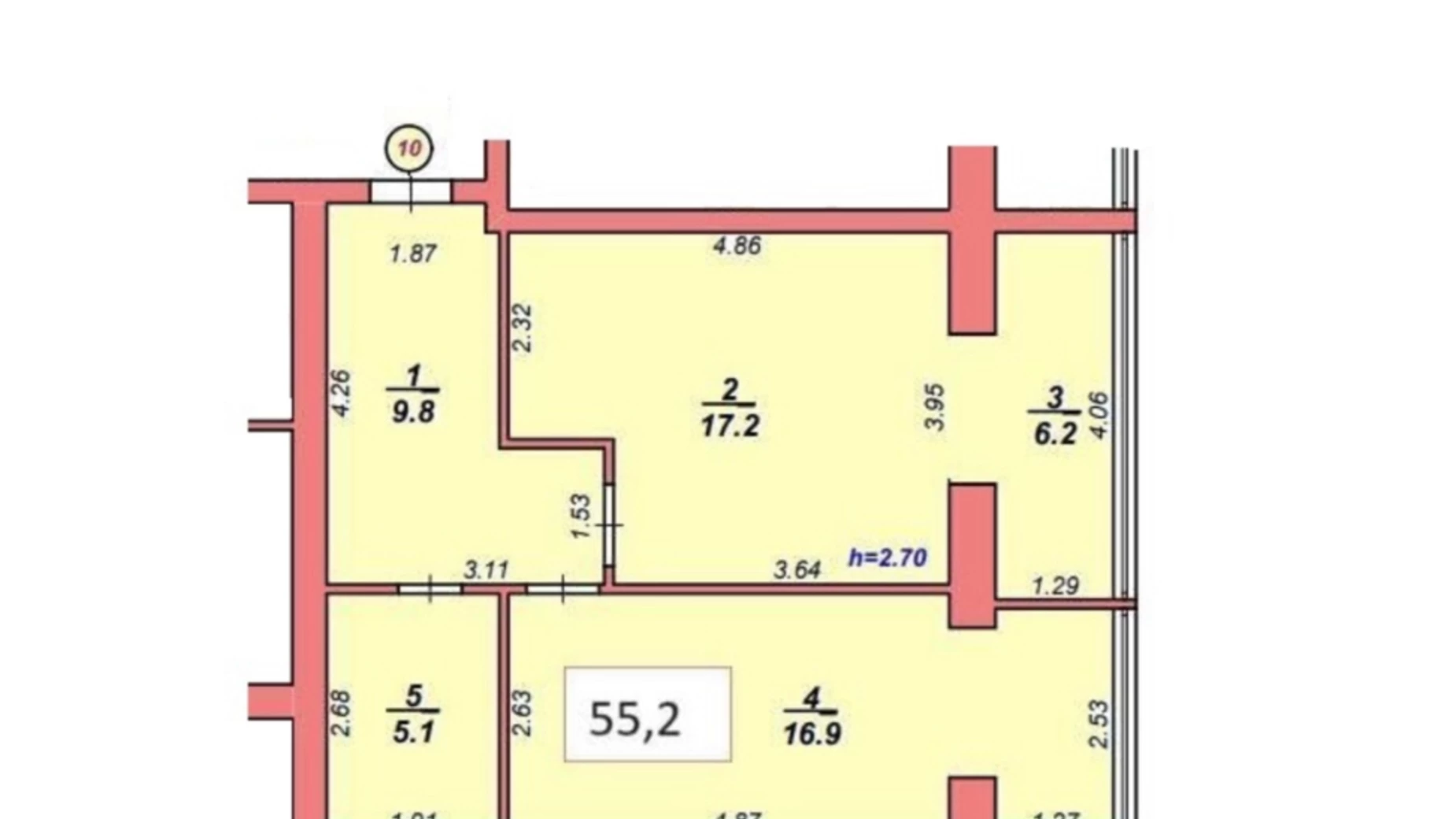 Продается 1-комнатная квартира 55.2 кв. м в Хмельницком - фото 2