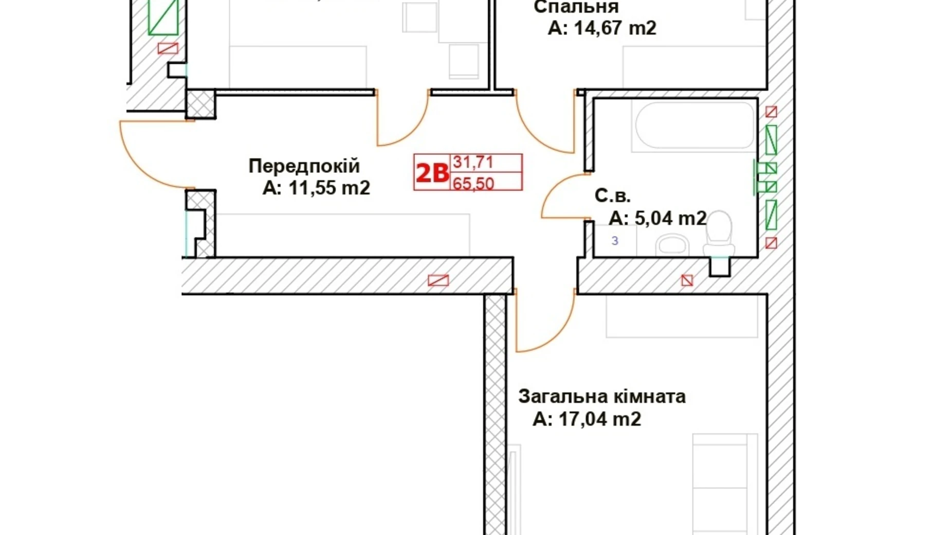 Продається 2-кімнатна квартира 65.5 кв. м у Бучі, вул. Вишнева, 35 - фото 3