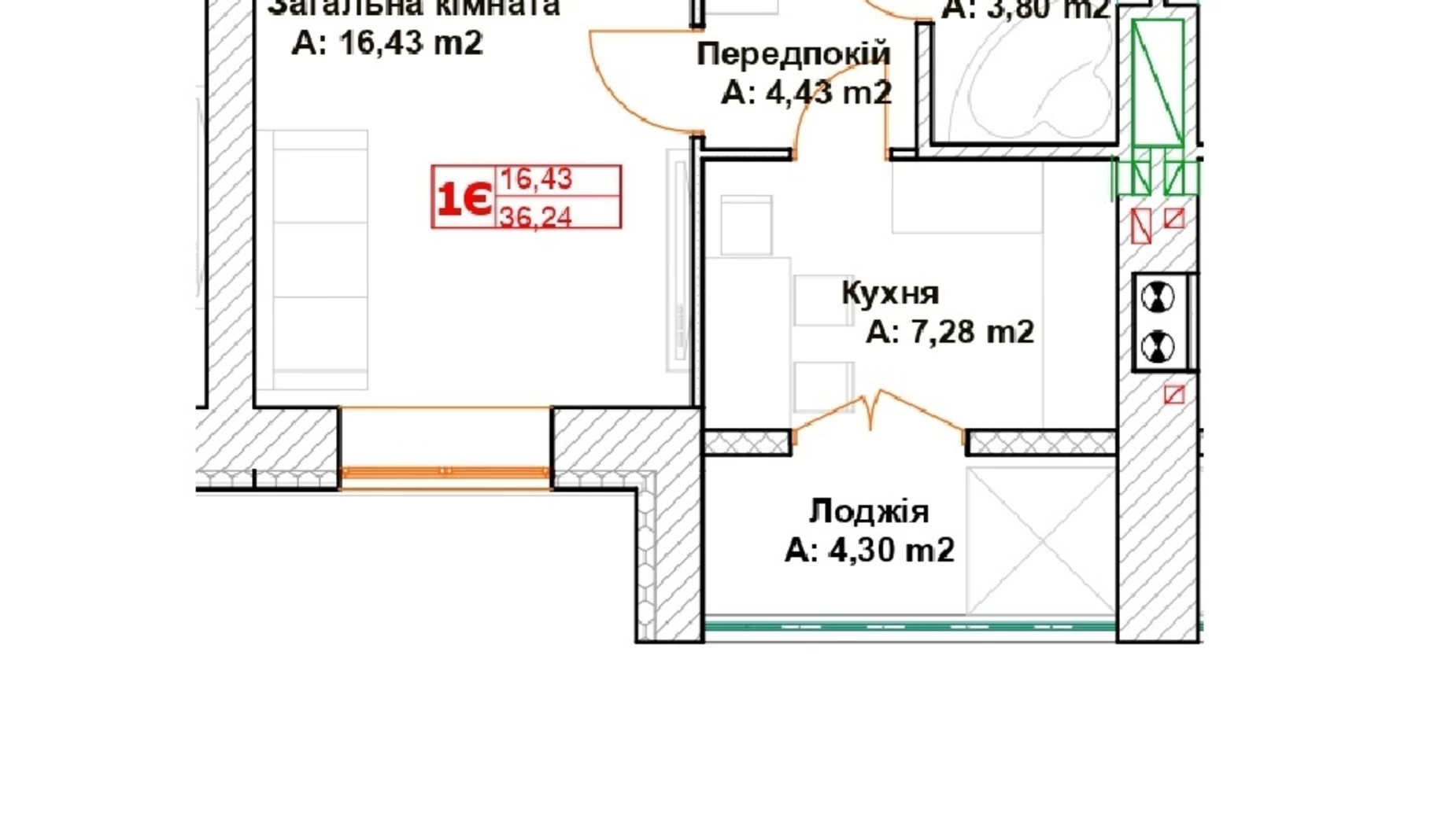 Продається 1-кімнатна квартира 36.24 кв. м у Бучі, вул. Вишнева, 35 - фото 3