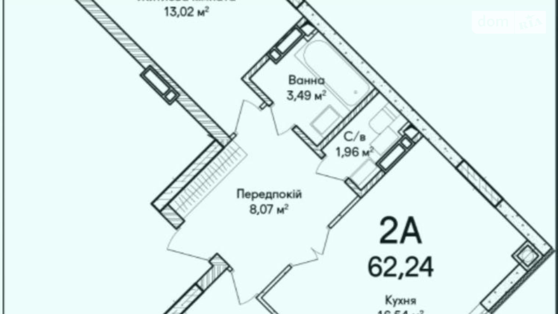 Продается 2-комнатная квартира 62.24 кв. м в Ирпене, ул. Кобылянской Ольги, 1В/19 - фото 2