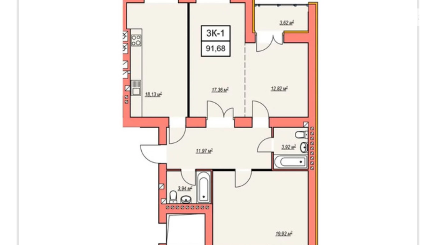 Продается 3-комнатная квартира 94 кв. м в Хмельницком, ул. Озерная - фото 3