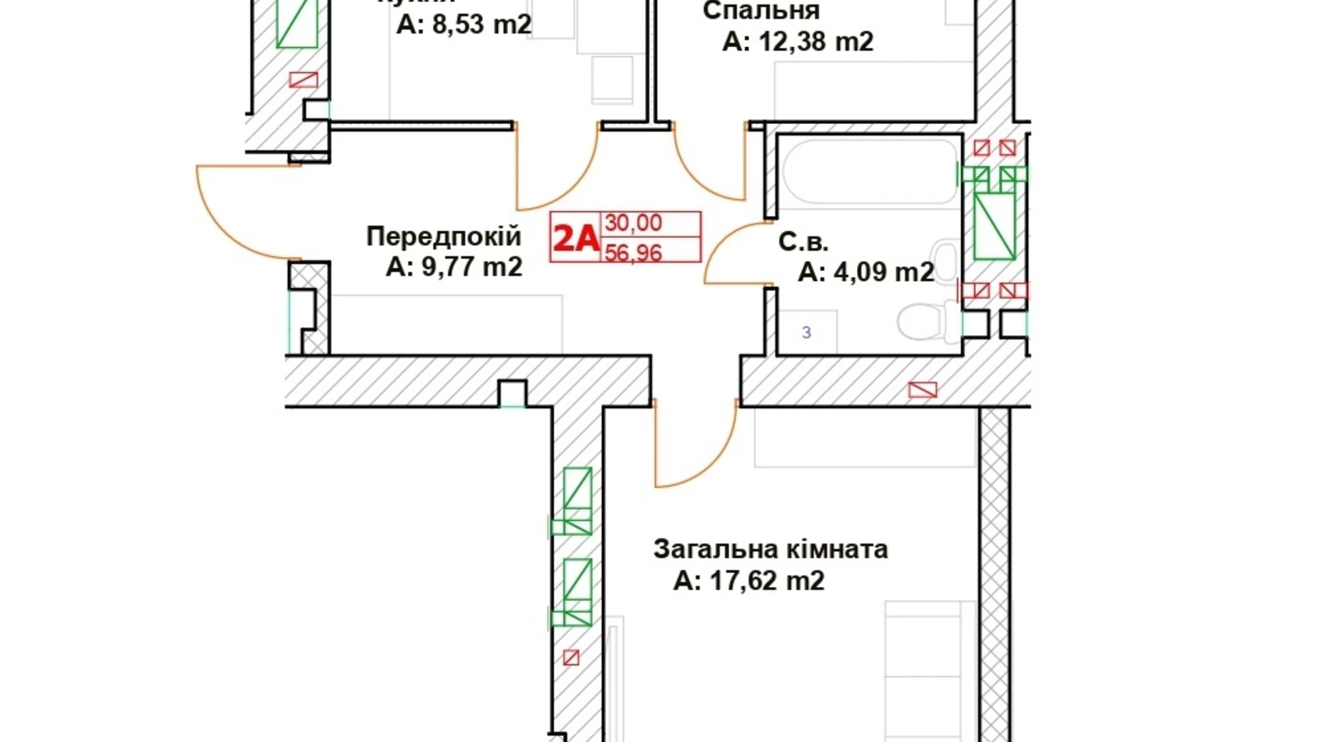 Продается 2-комнатная квартира 59.96 кв. м в Буче, ул. Вишневая, 35 - фото 3