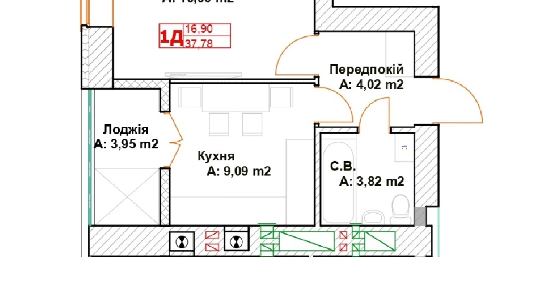 Продается 1-комнатная квартира 37.78 кв. м в Буче, ул. Вишневая, 35 - фото 3