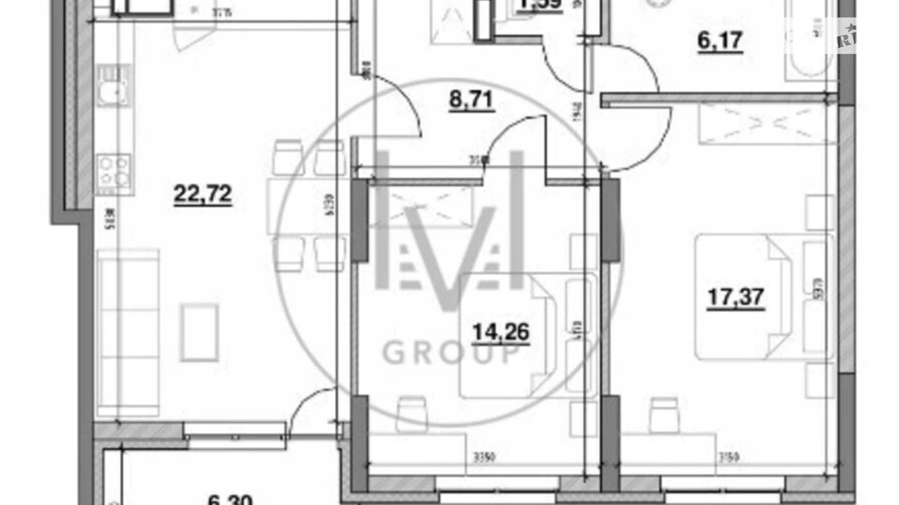 Продается 2-комнатная квартира 77.1 кв. м в Киеве, просп. Воздушных Сил(Воздухофлотский), 56 - фото 3