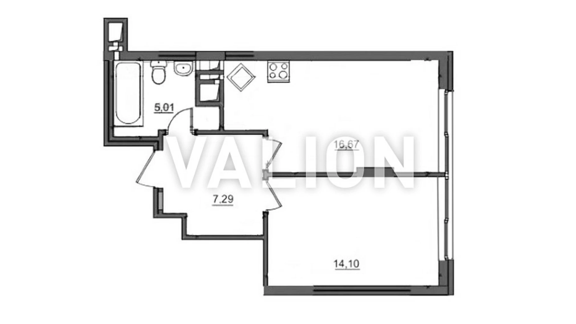 Продается 1-комнатная квартира 43.1 кв. м в Киеве, цена: 56500 $ - фото 3