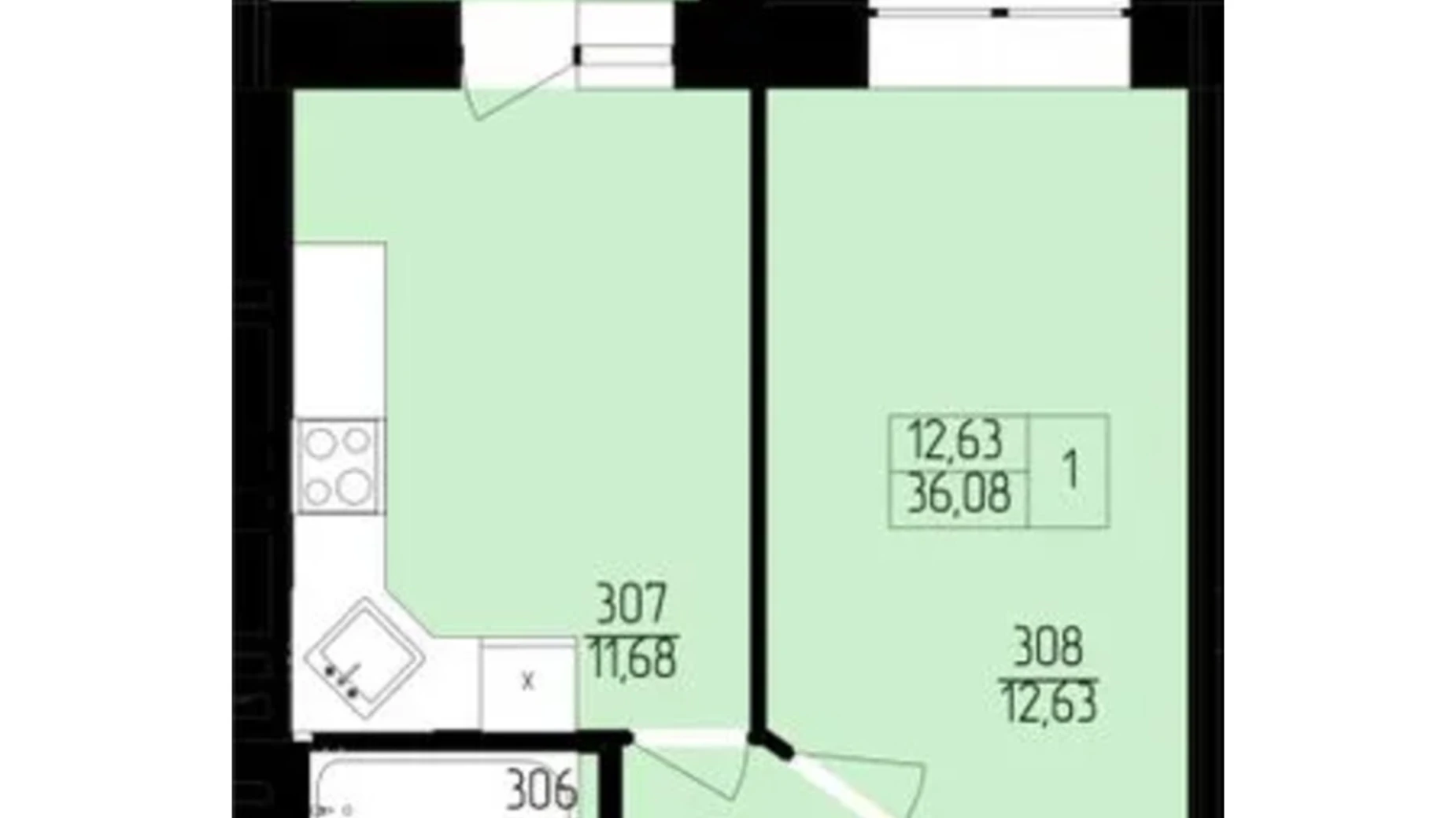 Продается 1-комнатная квартира 36.08 кв. м в Хмельницком, пер. Франко Ивана, 8 - фото 2