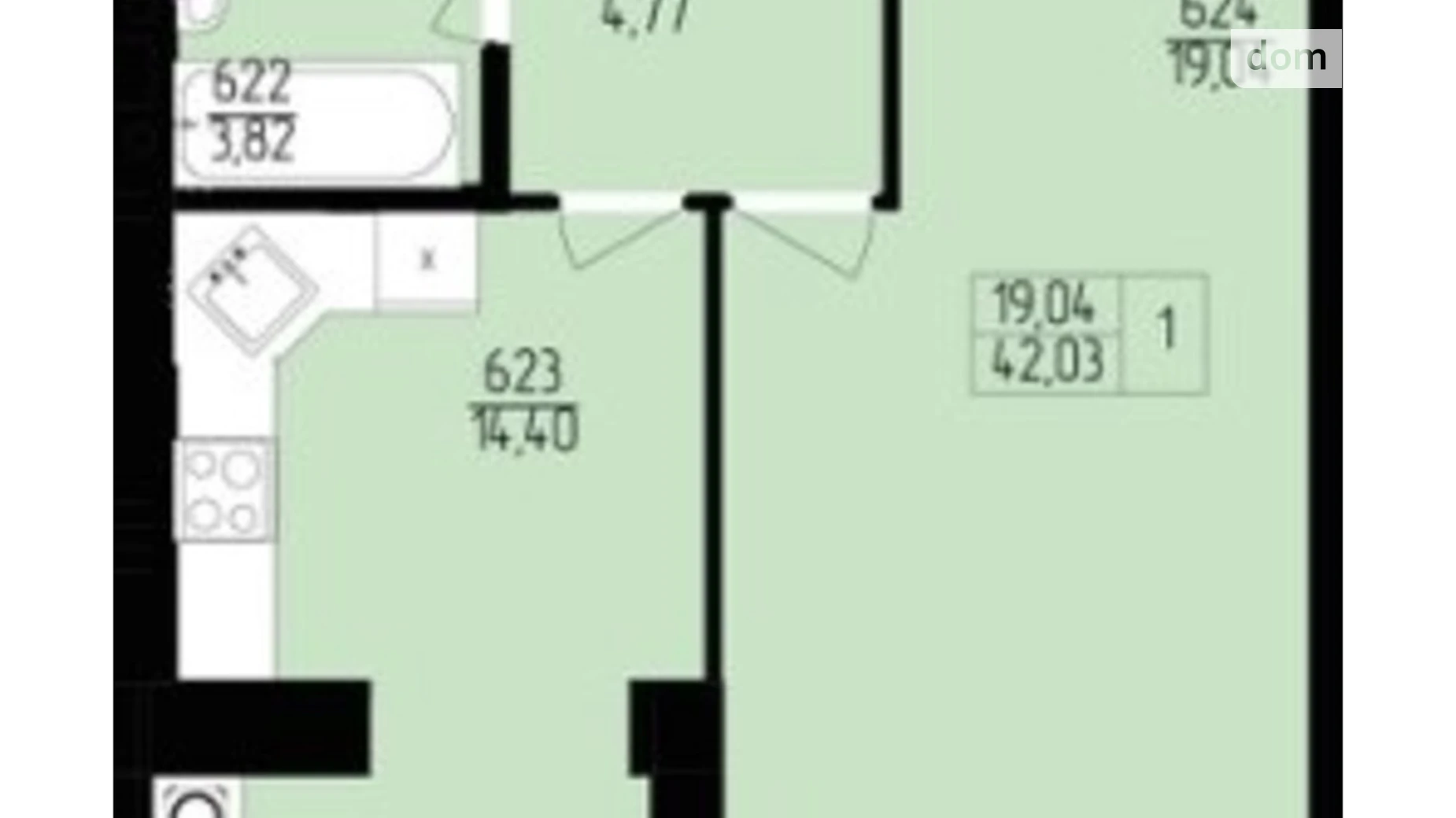 Продается 1-комнатная квартира 42.68 кв. м в, цена: 28102 $ - фото 2