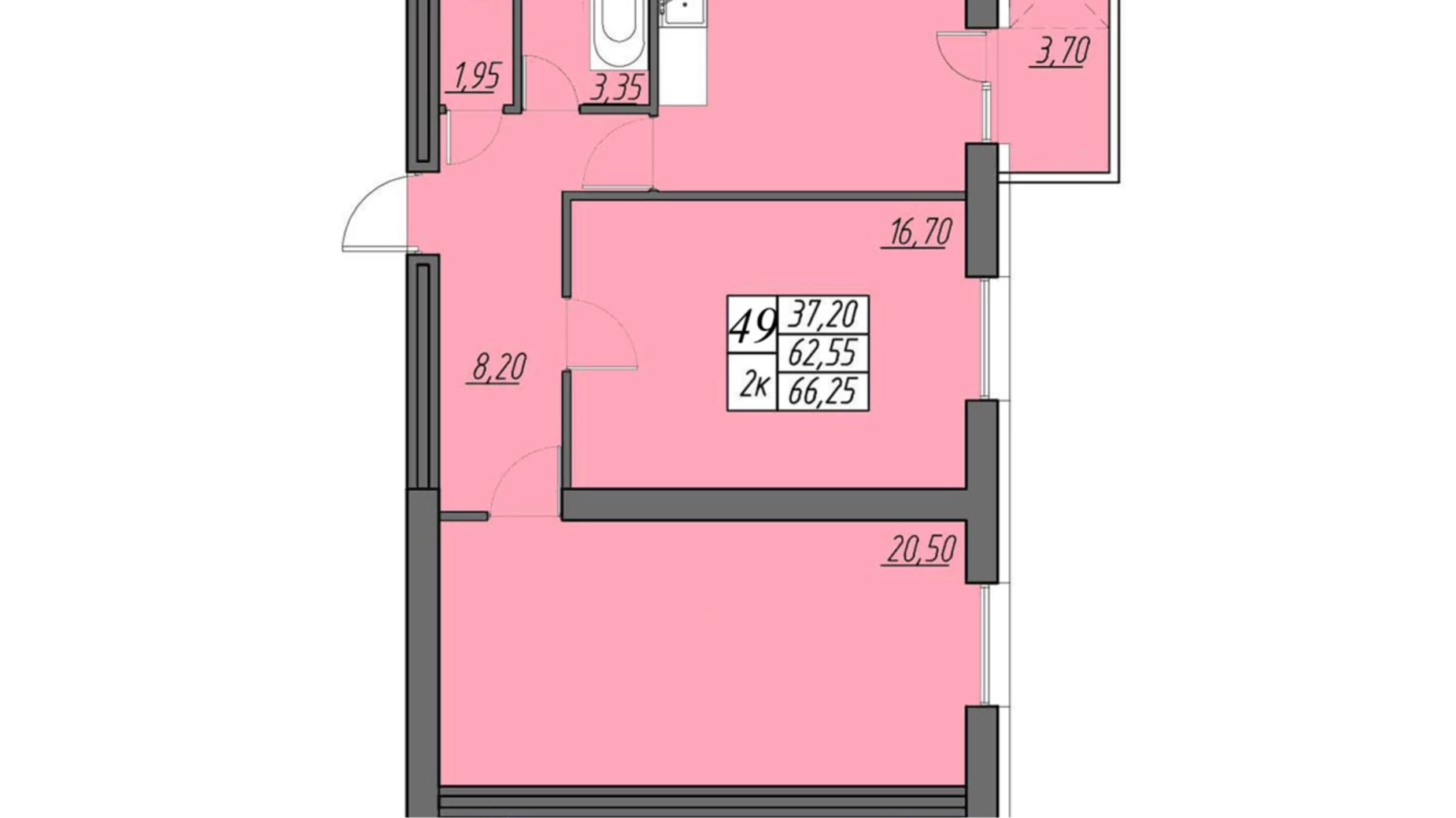 Продається 2-кімнатна квартира 66 кв. м у Байківці, вул. Сонячна, 19А - фото 2