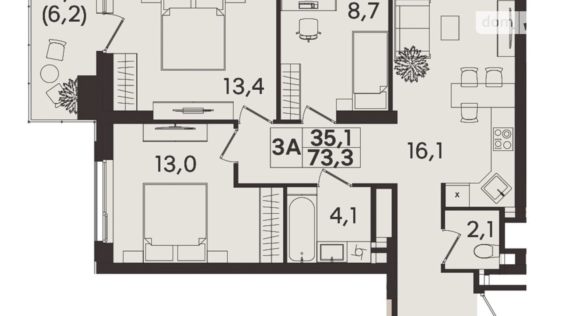 Продається 3-кімнатна квартира 73.3 кв. м у Вінниці, вул. Келецька, 1 - фото 2