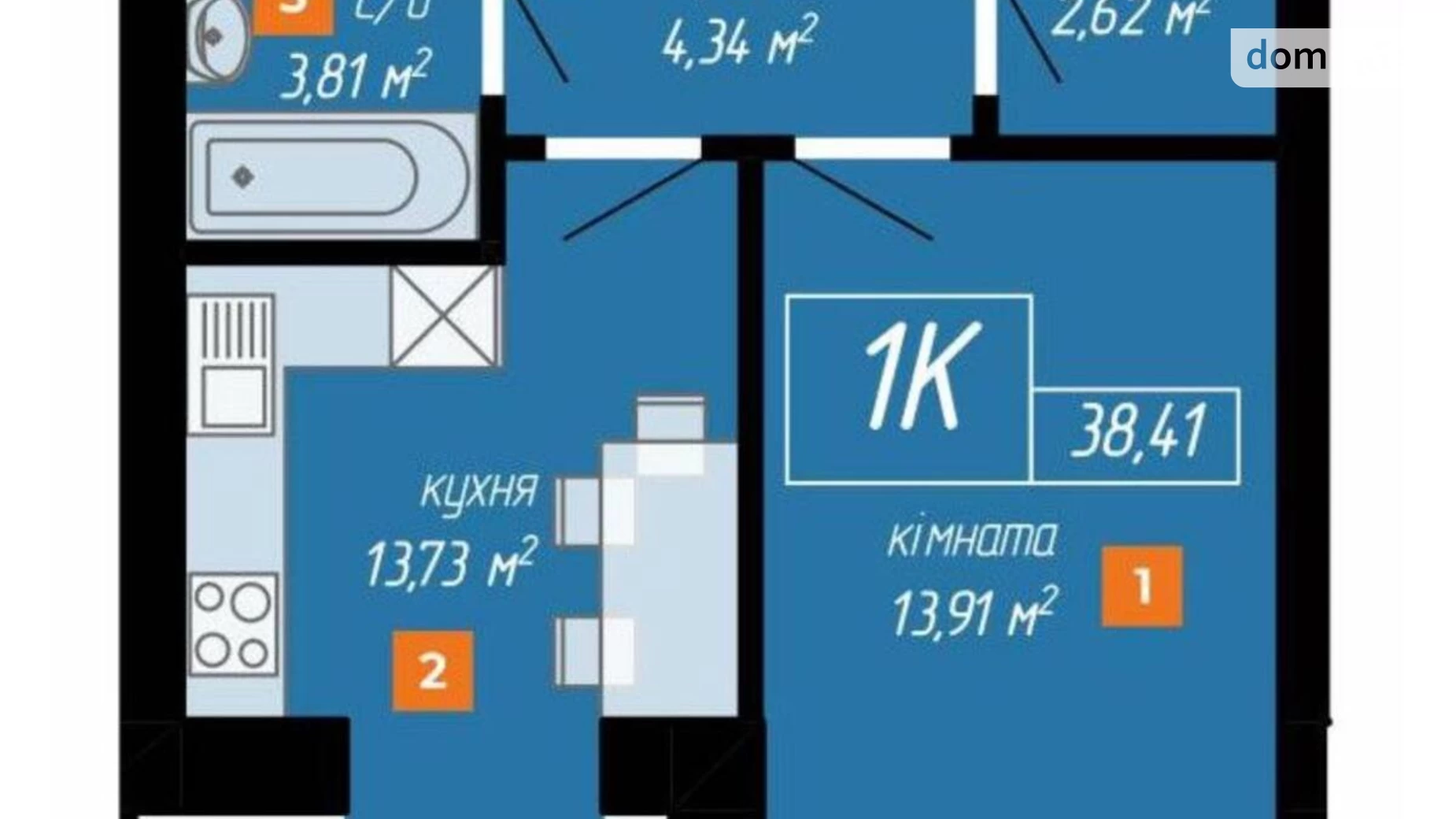 Продається 1-кімнатна квартира 38.2 кв. м у Івано-Франківську, вул. Виноградна, 175А - фото 2