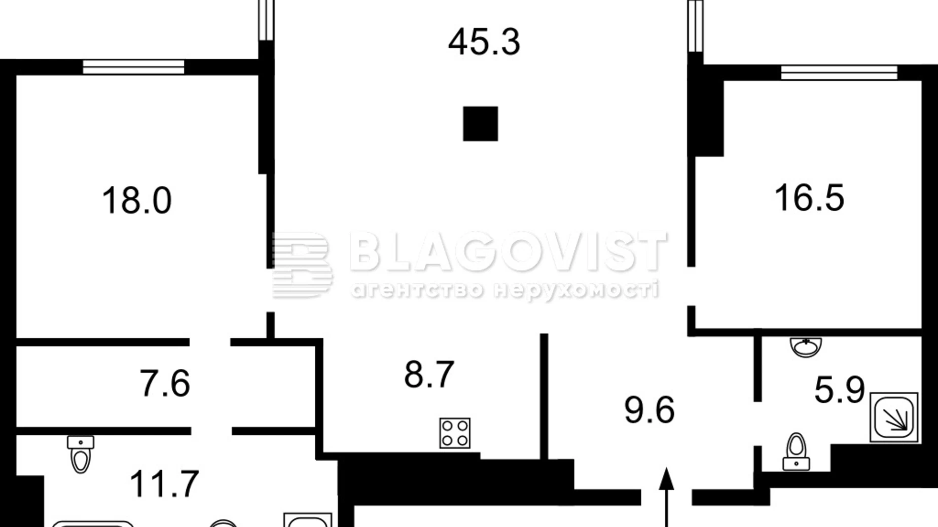 Продається 3-кімнатна квартира 121.6 кв. м у Києві, вул. Саперне Поле, 5А секція 3 - фото 2