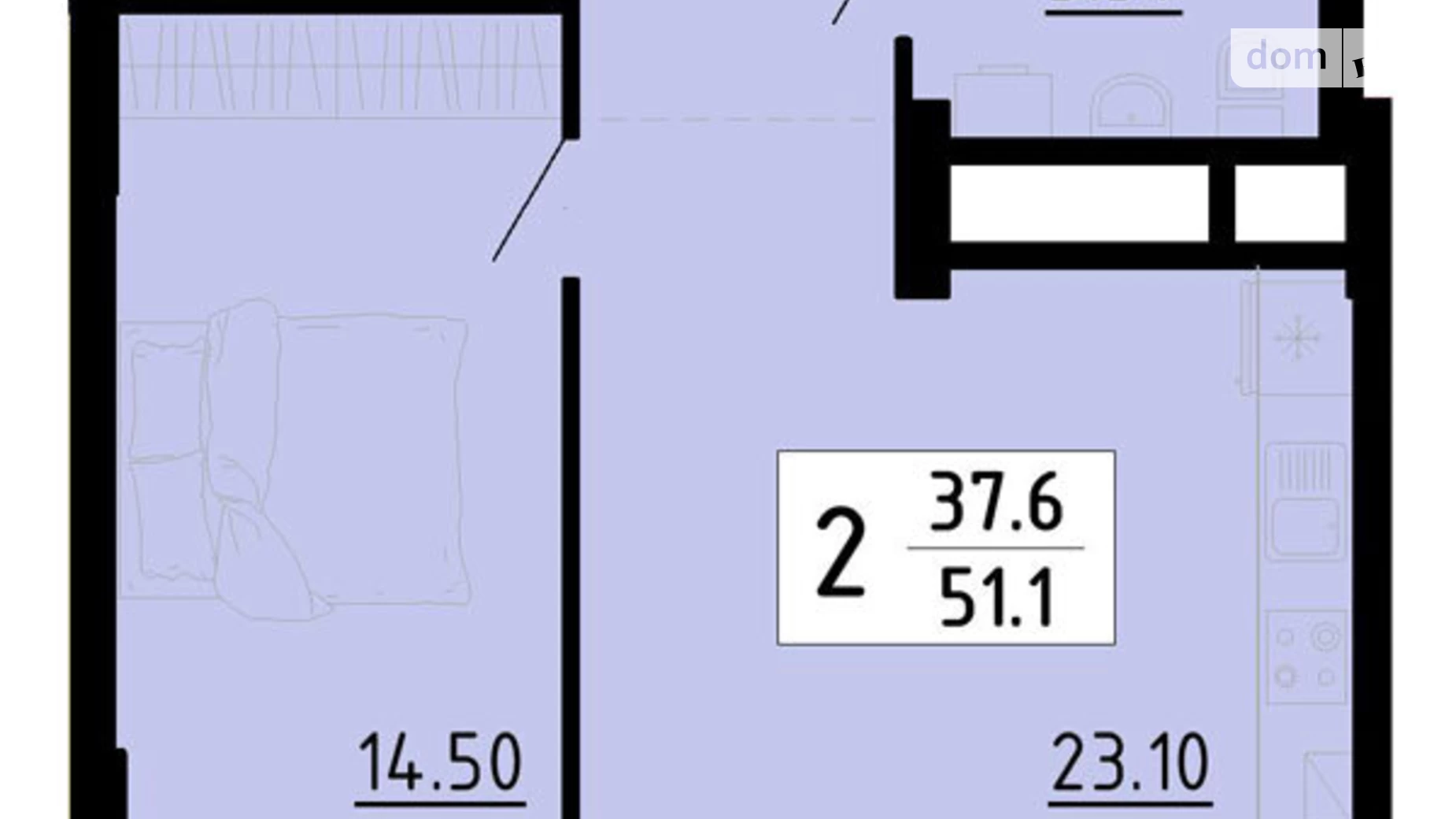 2-кімнатна квартира 51.2 кв. м у Тернополі - фото 2