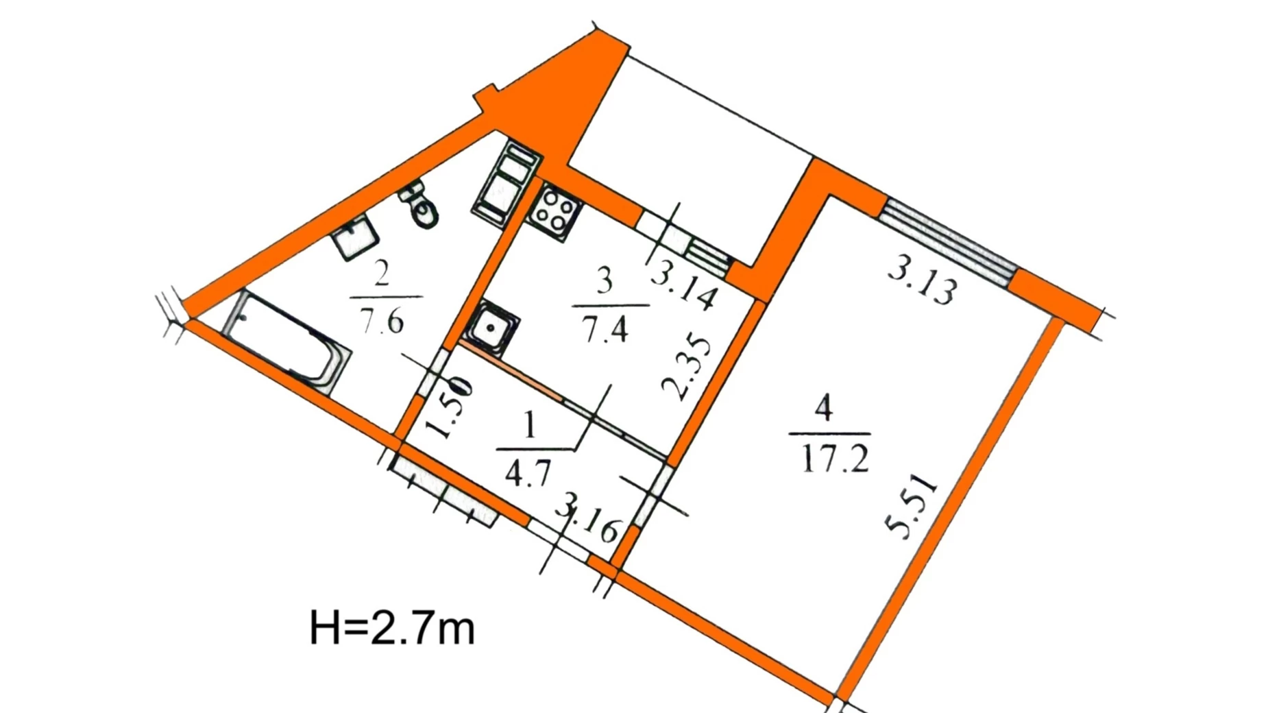 Продается 1-комнатная квартира 39 кв. м в Киеве, ул. Милославская, 18 - фото 2