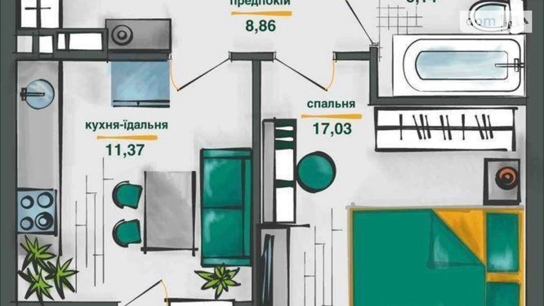 Продається 1-кімнатна квартира 45.44 кв. м у Києві, вул. Івана Виговського(Маршала Гречка), 10Д - фото 2