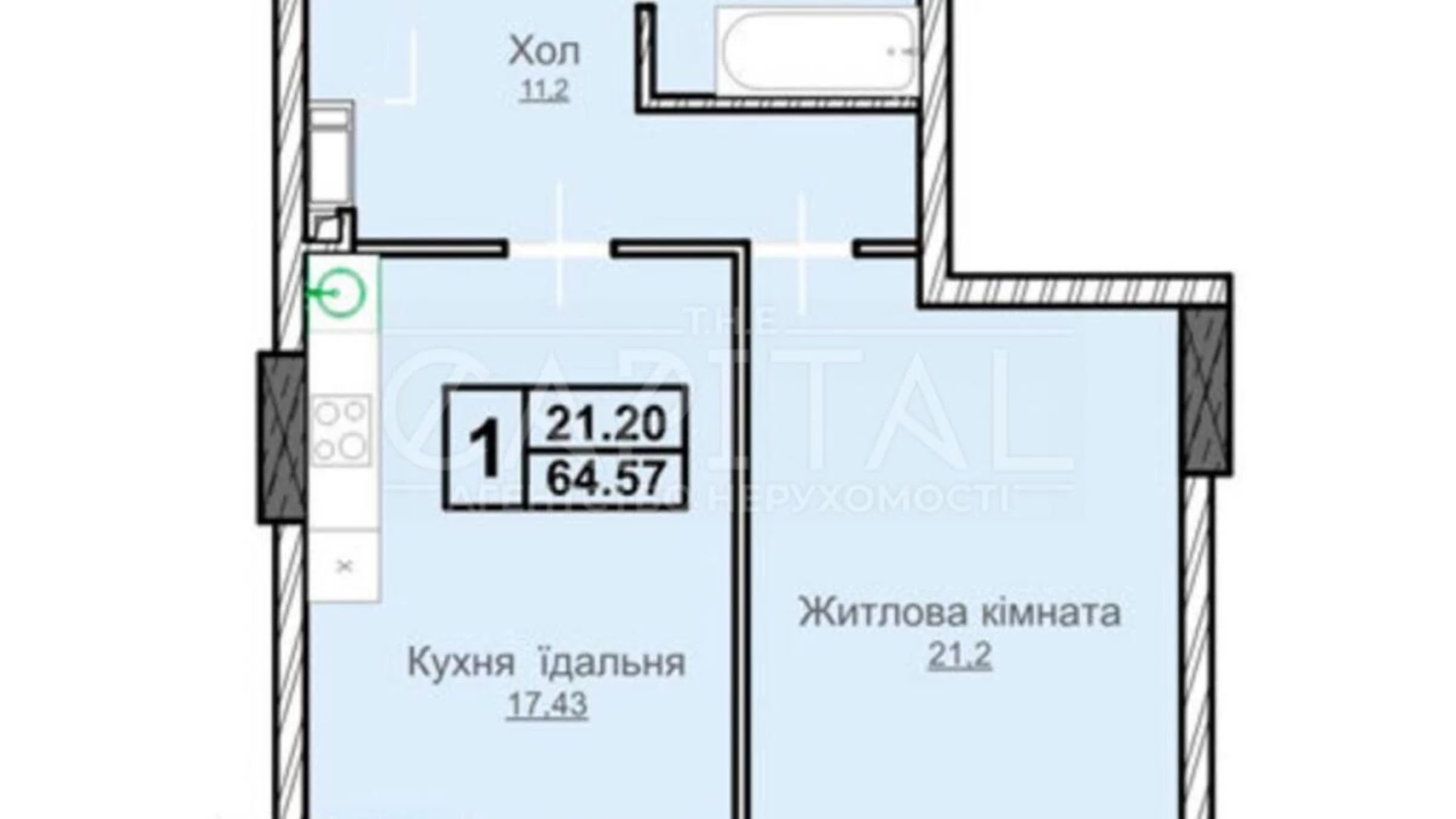 Продается 1-комнатная квартира 64.5 кв. м в Киеве, ул. Андрея Верхогляда(Драгомирова), 7 - фото 3