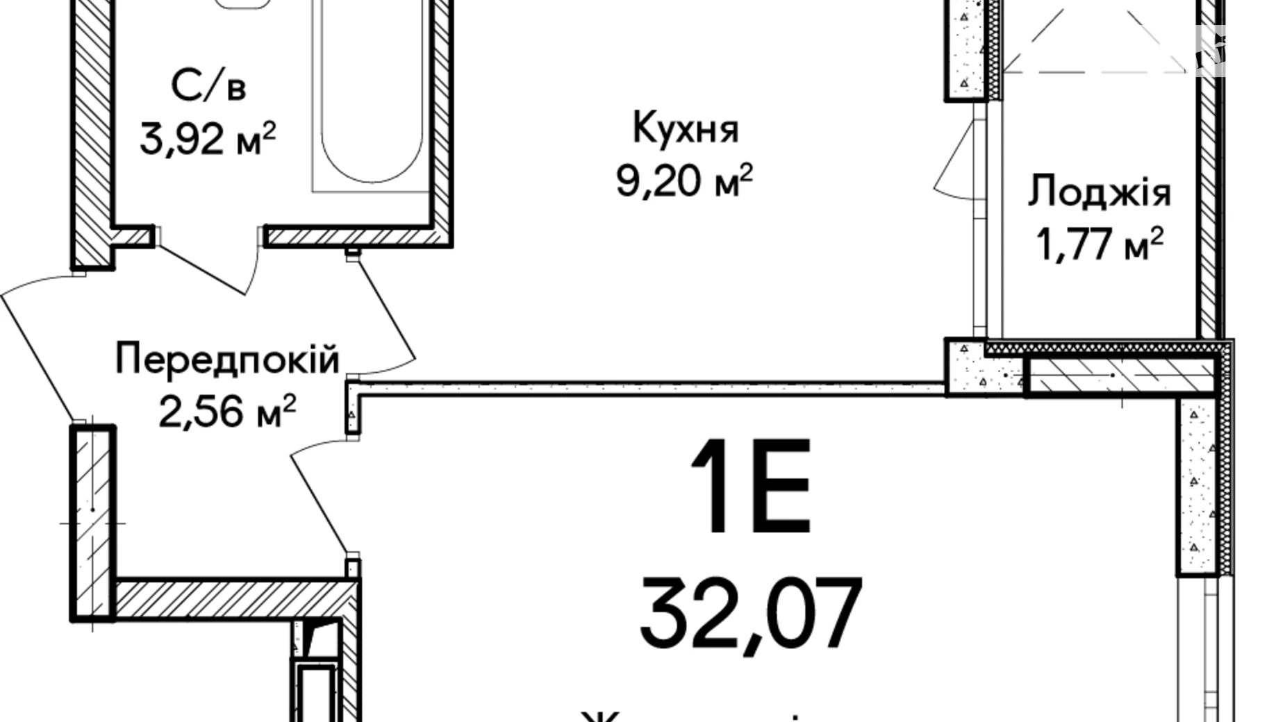 Продається 1-кімнатна квартира 32.07 кв. м у Ірпені, вул. Ольги Кобилянської(Достоєвського), 1В/8 - фото 2