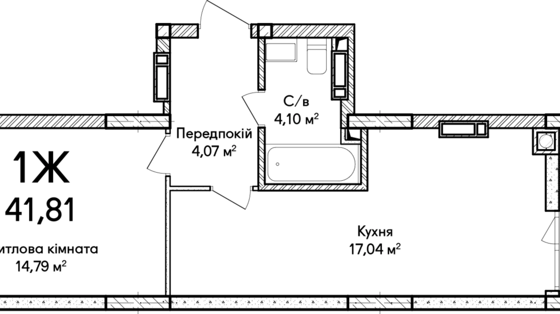 Продається 1-кімнатна квартира 41.81 кв. м у Ірпені, вул. Ольги Кобилянської(Достоєвського), 1В/8 - фото 2