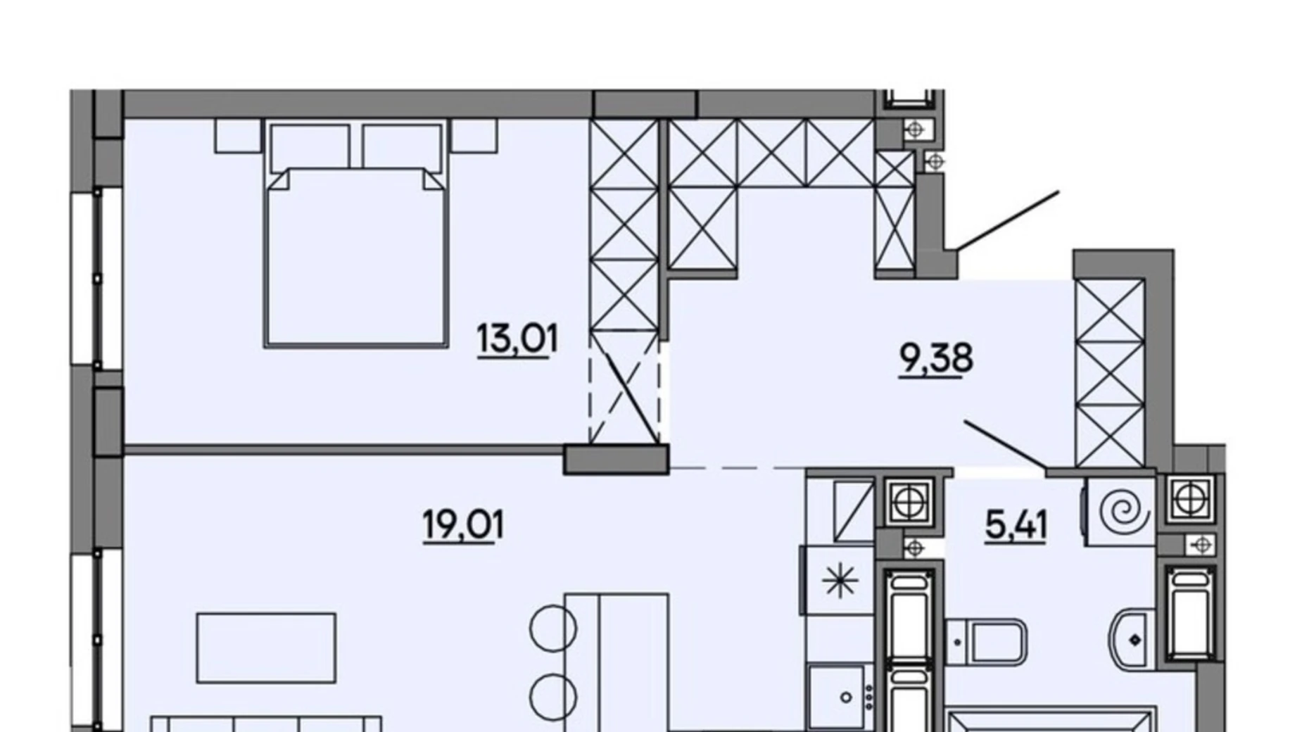 Продается 1-комнатная квартира 46.81 кв. м в Львове, ул. Миколайчука, 17 - фото 2