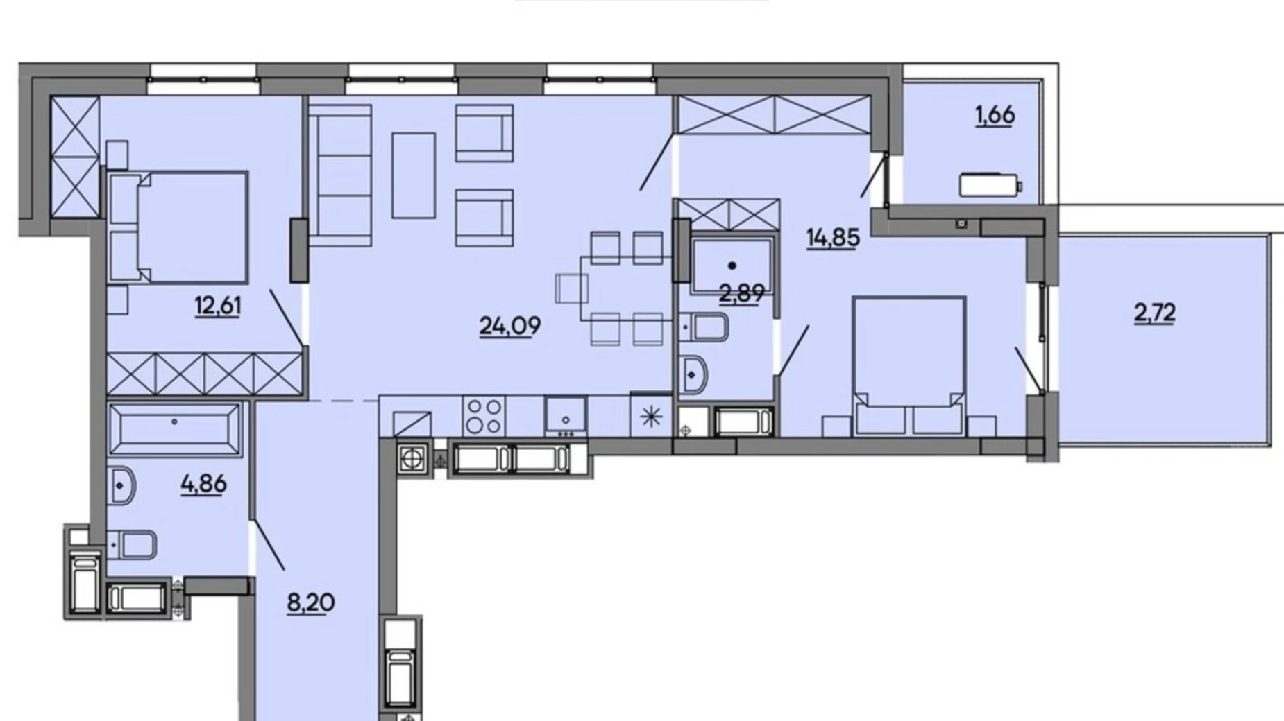 Продается 2-комнатная квартира 71.88 кв. м в Львове, ул. Миколайчука, 17 - фото 2