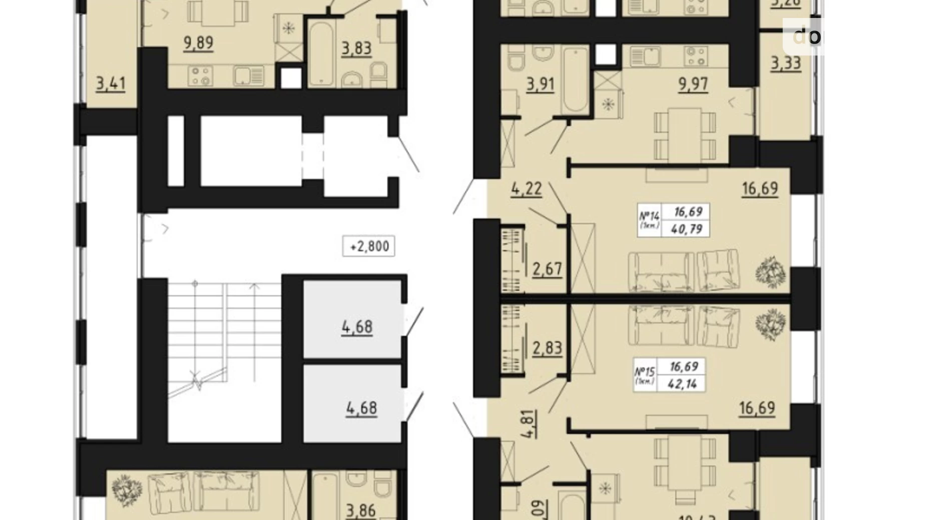 1-комнатная квартира 42.52 кв. м в Тернополе, ул. Микулинецкая - фото 3