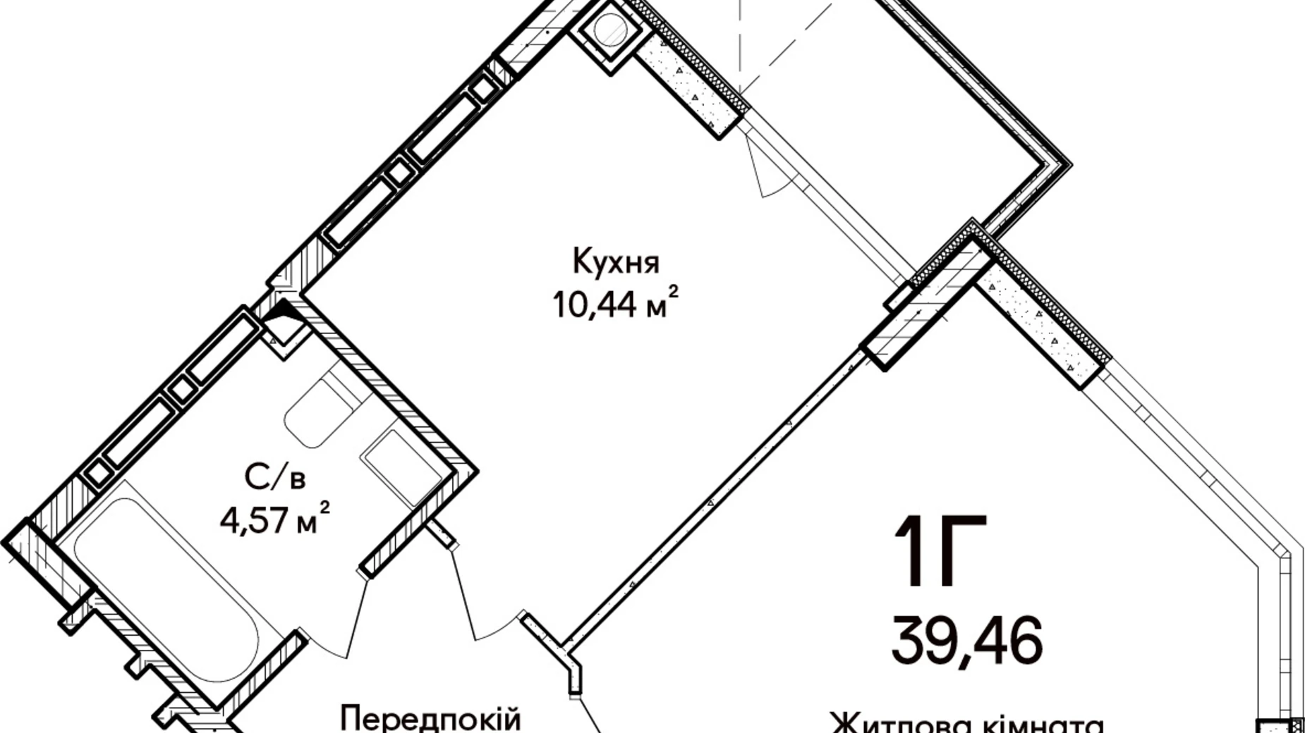 Продається 1-кімнатна квартира 39.46 кв. м у Ірпені, вул. Ольги Кобилянської(Достоєвського), 1В/26 - фото 2