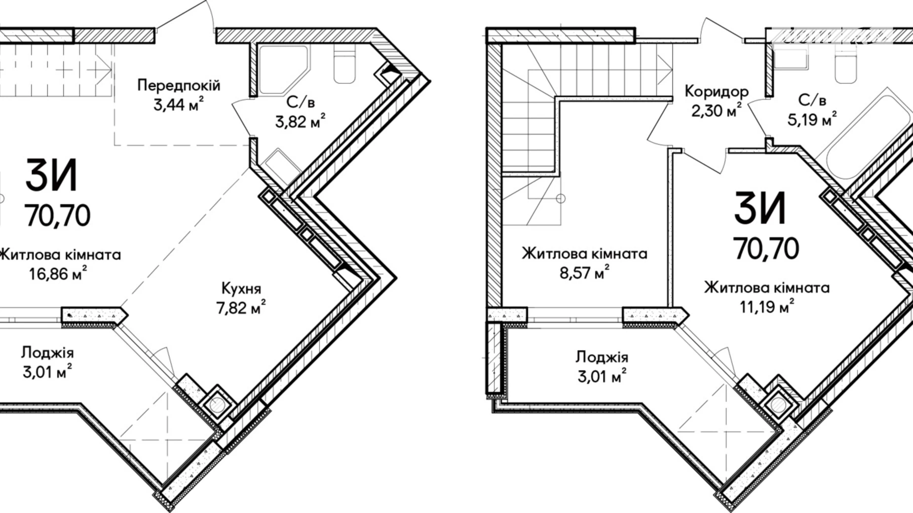 Продается 3-комнатная квартира 70.7 кв. м в Ирпене, ул. Кобылянской Ольги, 1В/26 - фото 2