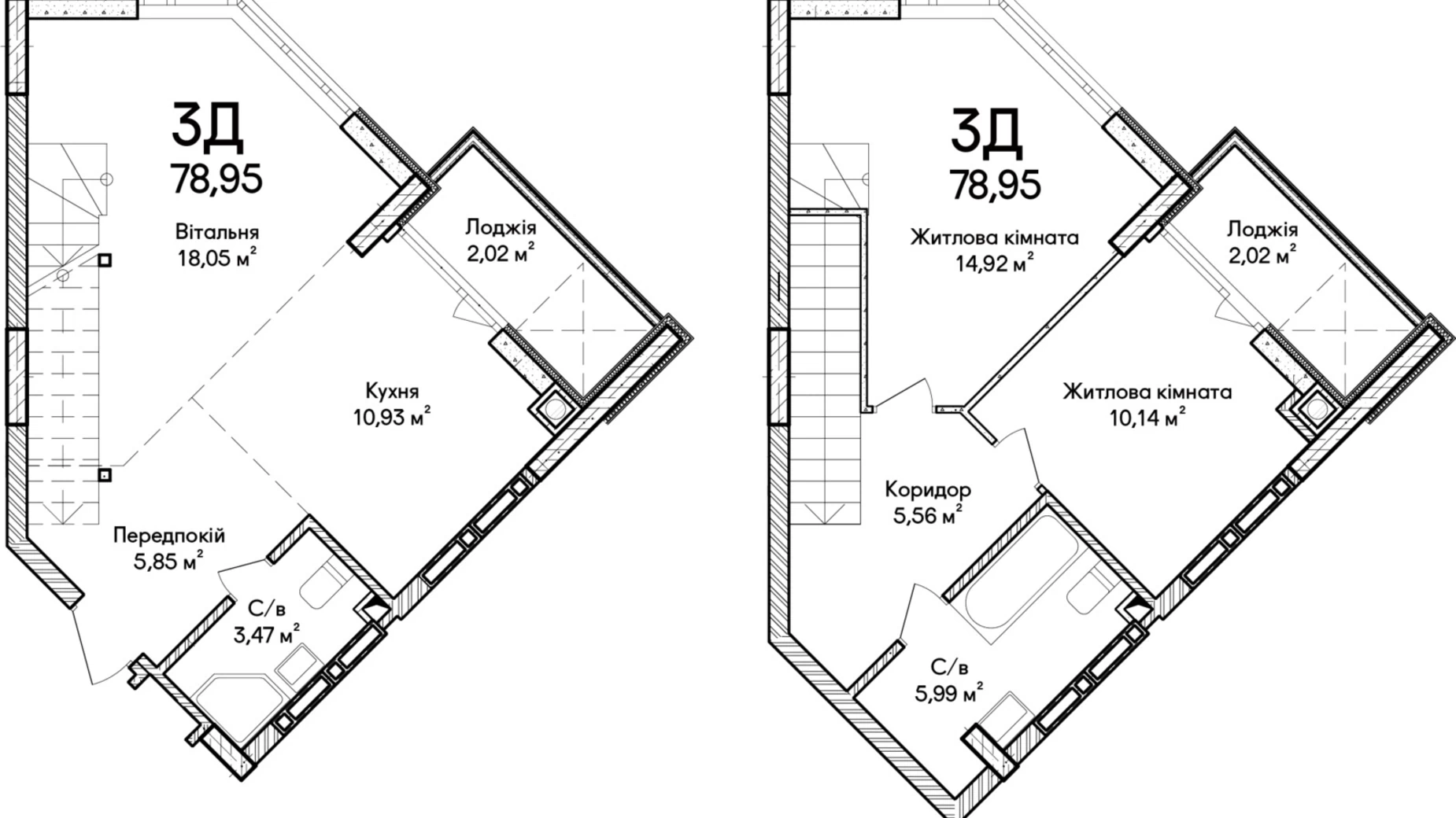 Продается 3-комнатная квартира 78.95 кв. м в Ирпене, ул. Кобылянской Ольги, 1В/26 - фото 2