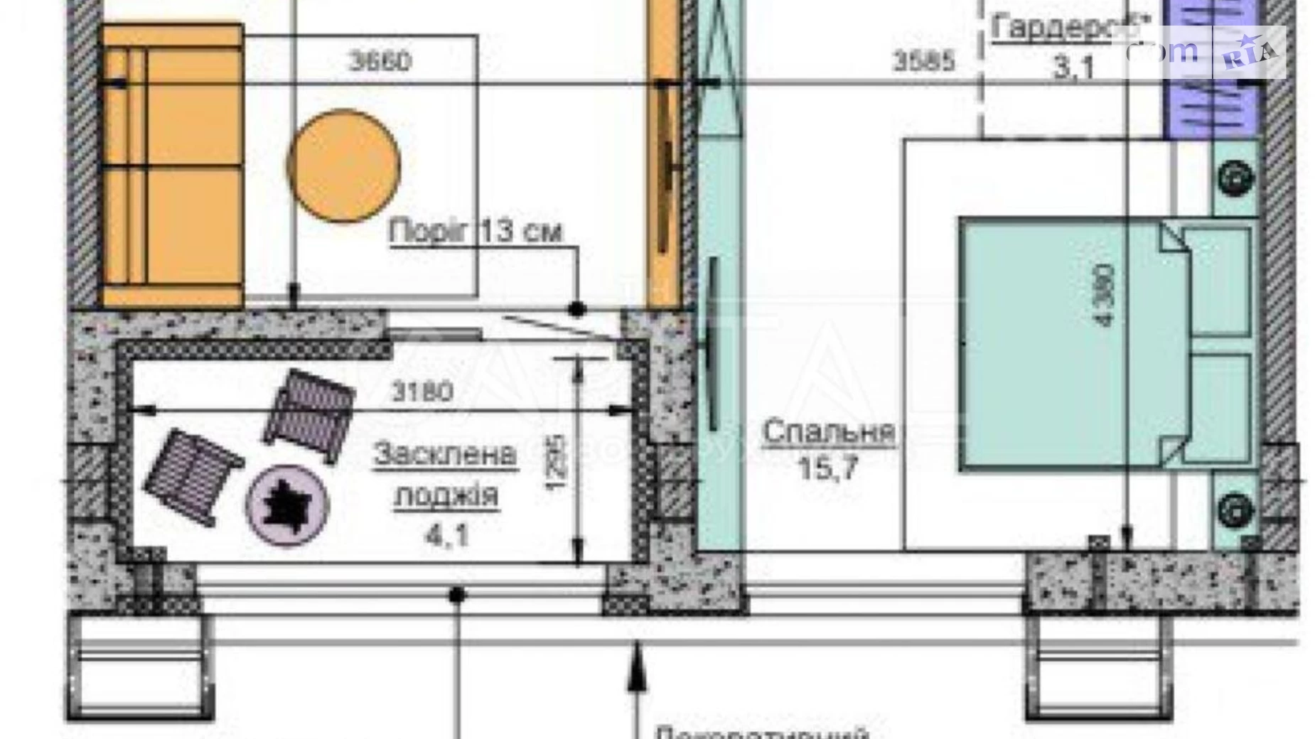 Продається 1-кімнатна квартира 44.5 кв. м у Києві, бул. Тадея Рильського, 4 - фото 3