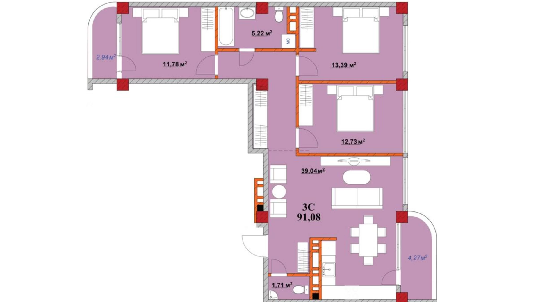 Продается 3-комнатная квартира 89 кв. м в Ивано-Франковске, ул. Независимости (Горького), 2А - фото 2
