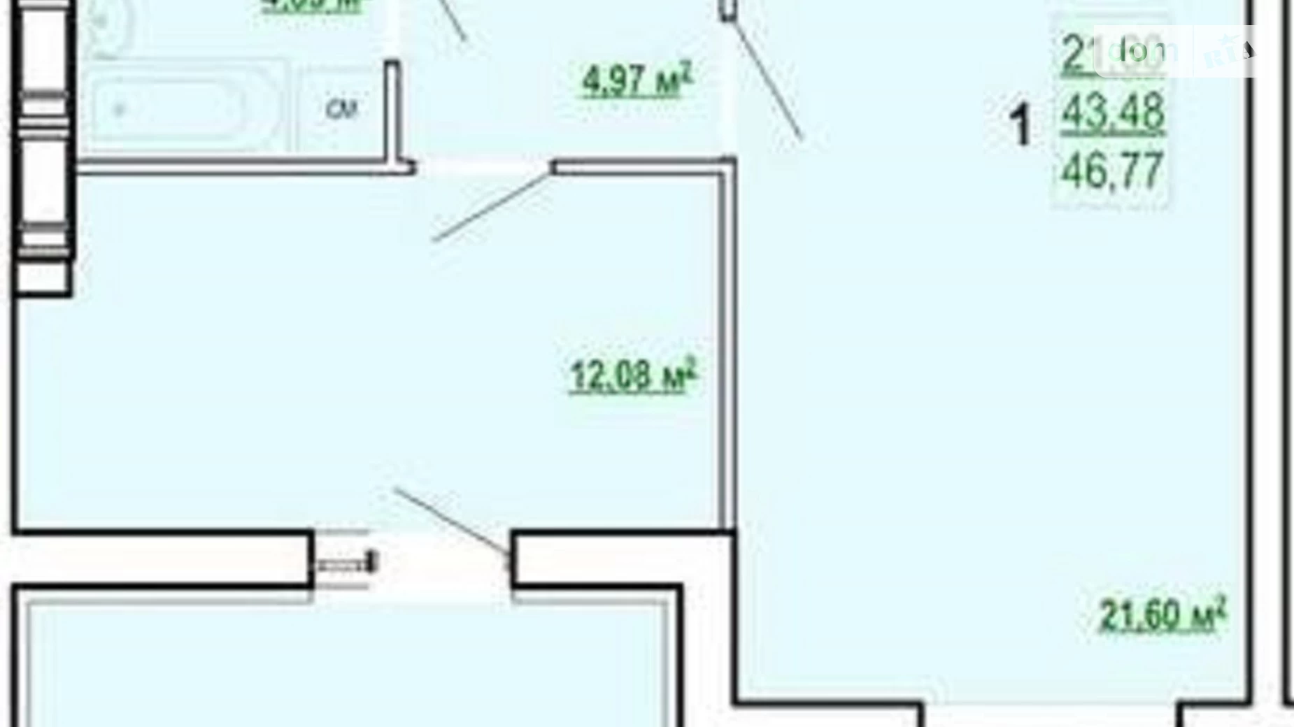Продается 1-комнатная квартира 46.77 кв. м в Харькове, ул. Полтавский Шлях, 184А корпус 9 - фото 2