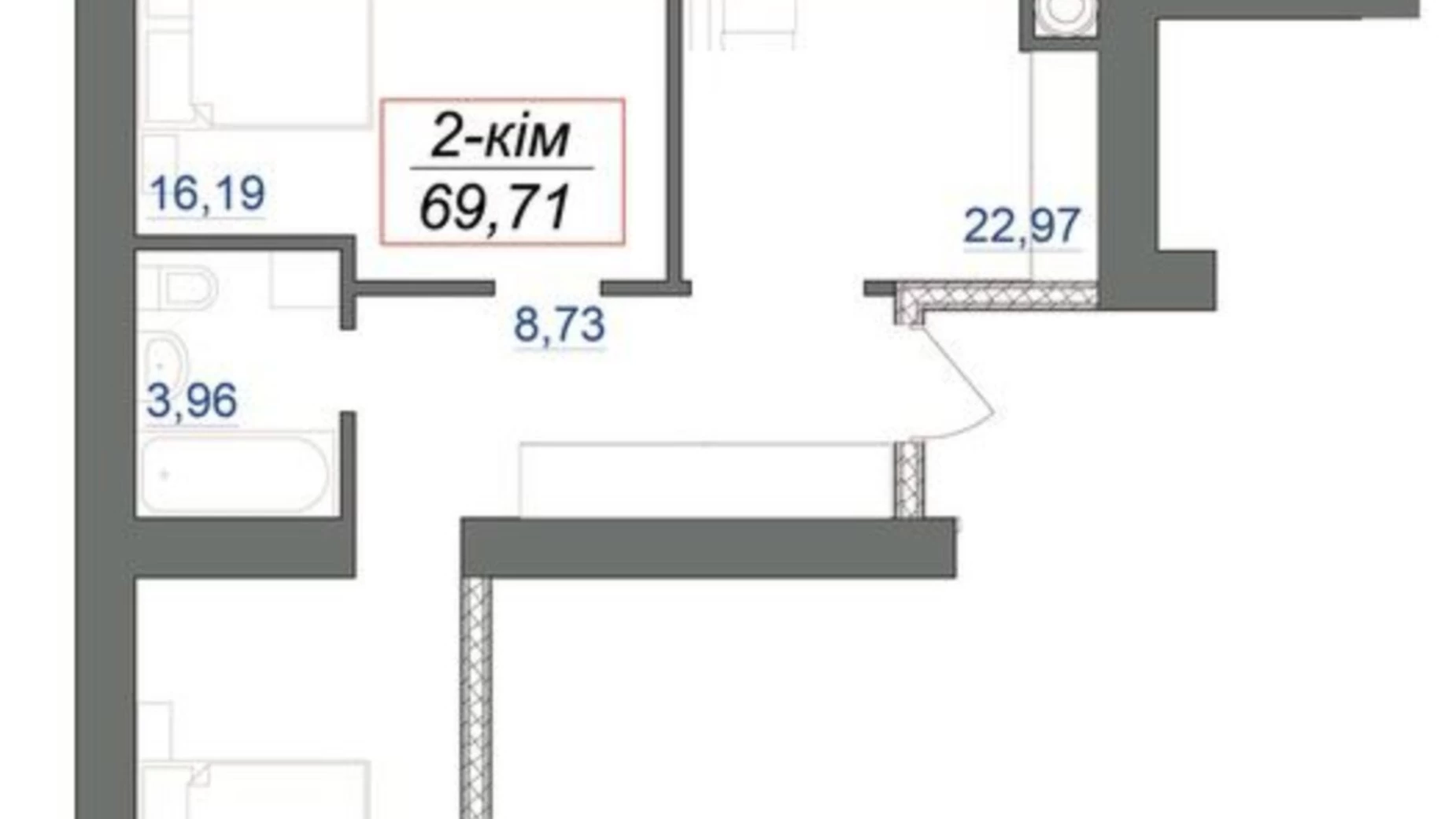 Продается 2-комнатная квартира 69.7 кв. м в Волчинце, пер. Ключный - фото 2